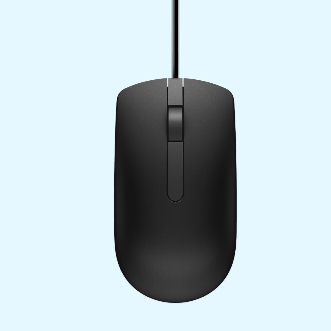 Dell MS116 Wired Mouse, 1000 DPI, Scrolling Wheel, 2 Buttons, 1 x USB, Optical LED Tracking, Plug and Play, Scrolling Wheel, Black - Image 4
