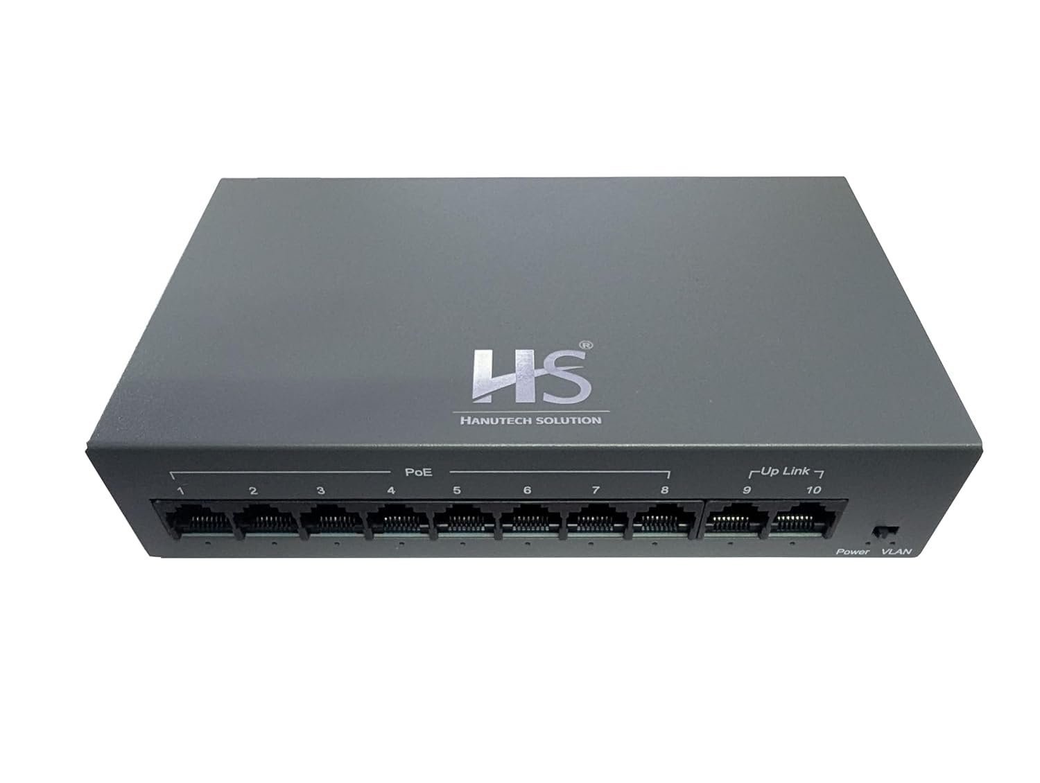 Hanutech Ai Featured Unmanaged PoE Switch 8 Port Gigabit- 8*PoE 10/100/1000Mbps+2*RJ45 1000Mbps Uplinks for IP Cameras CCTV Networking Switch