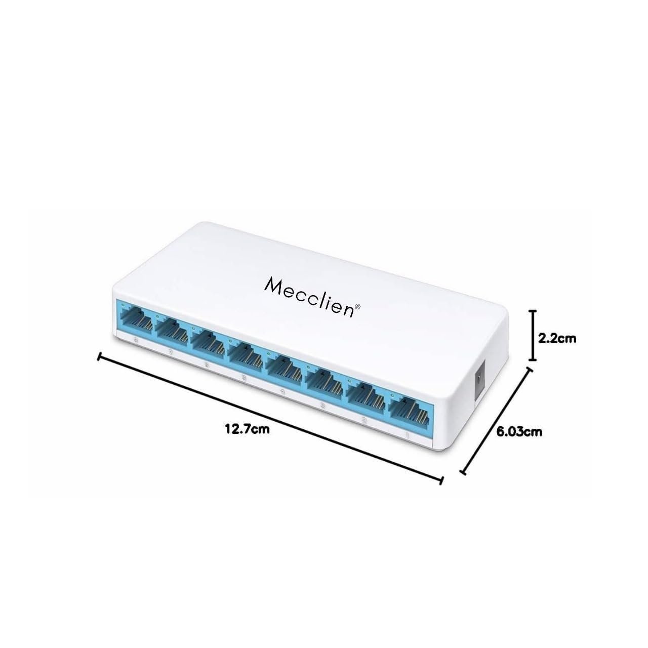 Mecclien GIGA 8-Port 10/100Mbps Desktop Ethernet Switch – Auto MDI/MDIX, Plug & Play, Ultra-Compact Design, Expand Your Network with RJ45 Ports