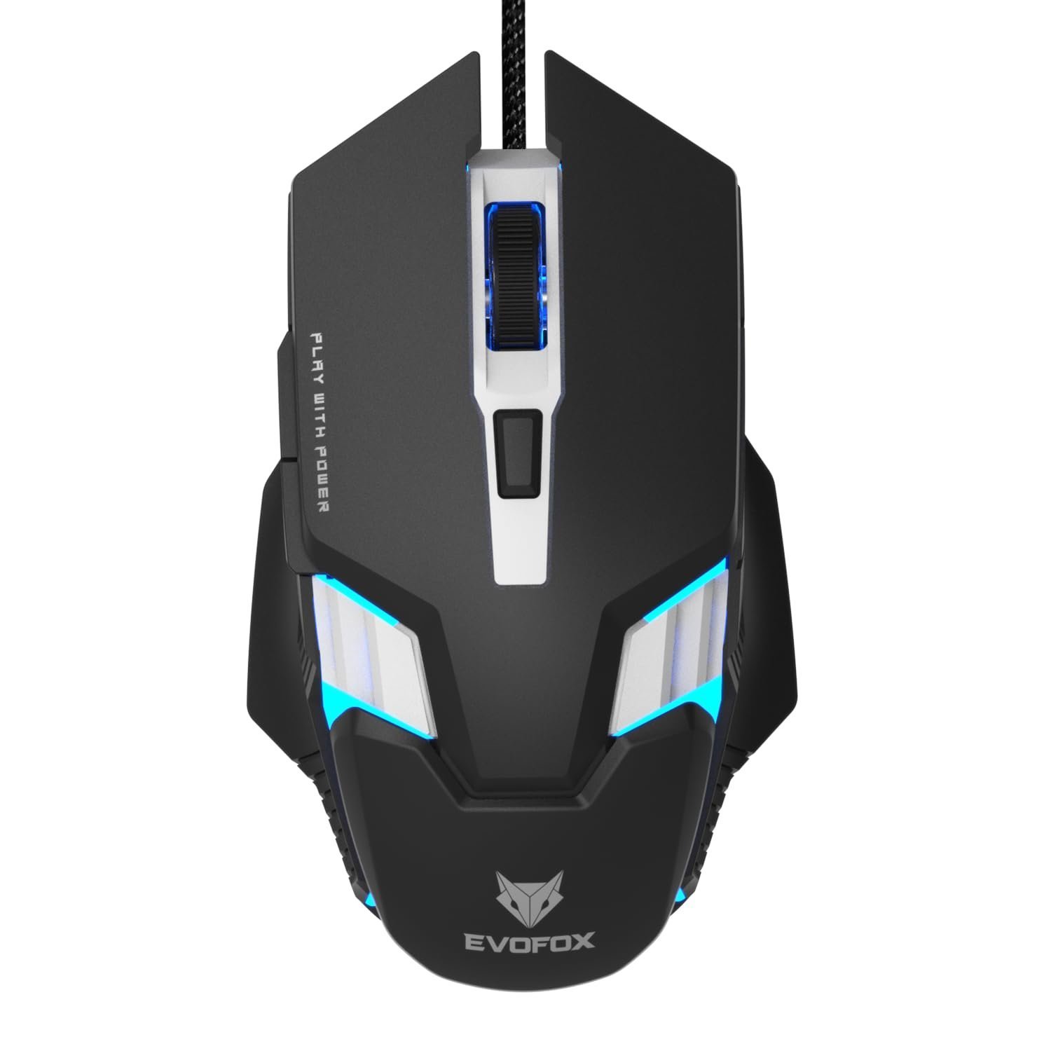 EvoFox Starter Series Spectre USB Wired Gaming Mouse with Upto 3600 DPI Gaming Sensor | 6 Buttons Design | Upto 7 Million Clicks | 7 Colours Rainbow Lighting | 1.5m Braided Cable (Black)