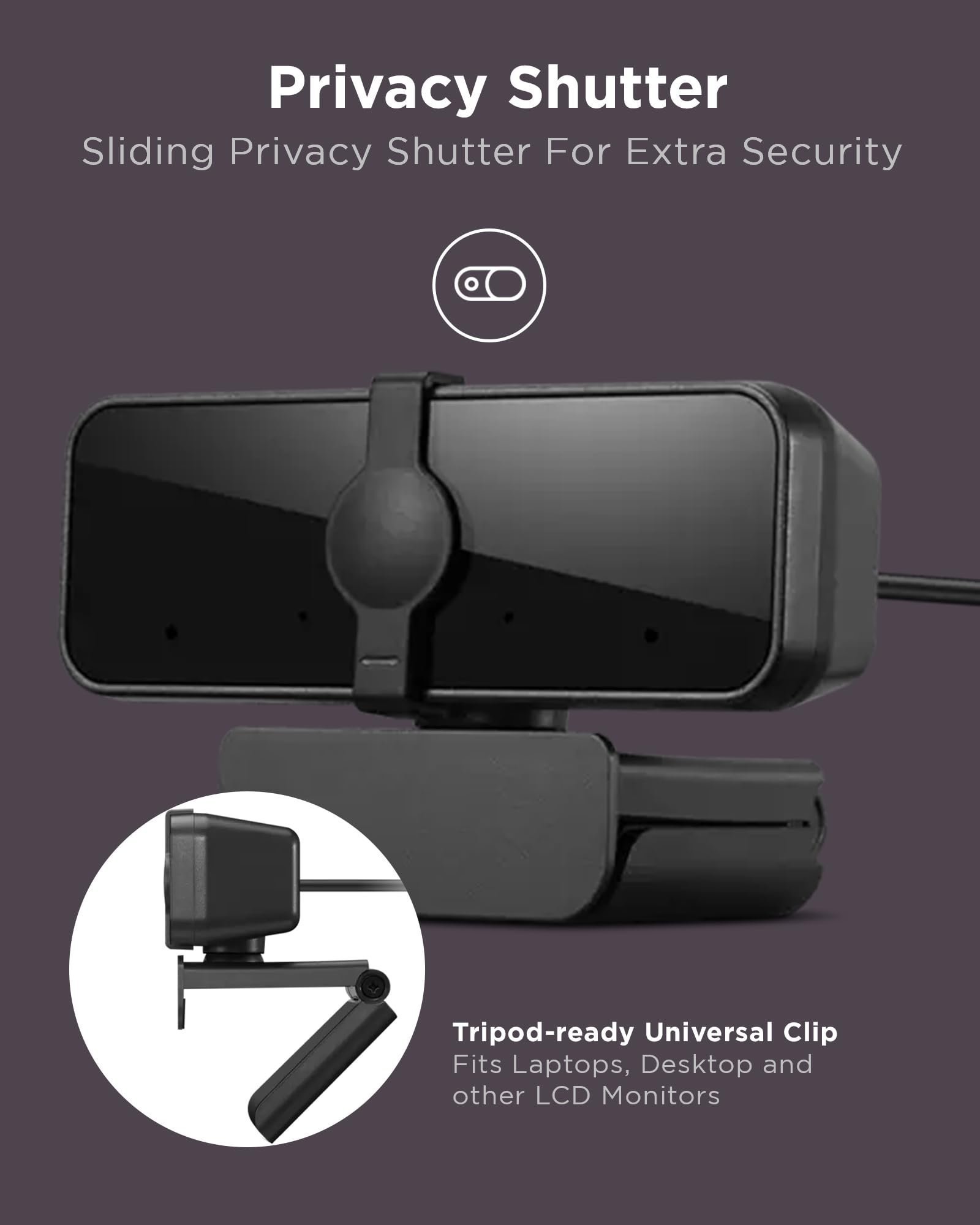 Lenovo FHD USB Webcam with Full Stereo Dual Built-in Mics | FHD 1080P 2.1 Megapixel Digital CMOS Camera |Wide 95 Lens| 360 Rotation | Flexible Mount (4XC1B34802), Black - Image 6