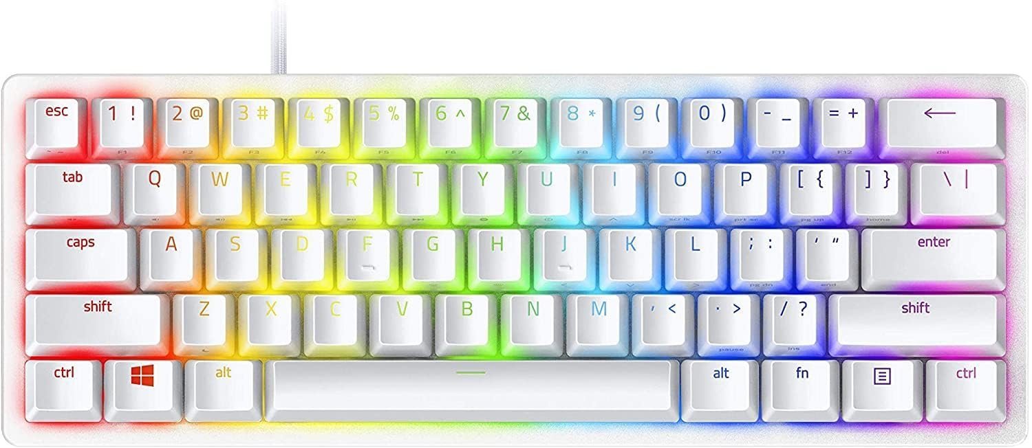 Razer Huntsman Mini - Mercury Edition - 60% Optical Gaming Keyboard (Clicky Purple Switch) - FRML Packaging
