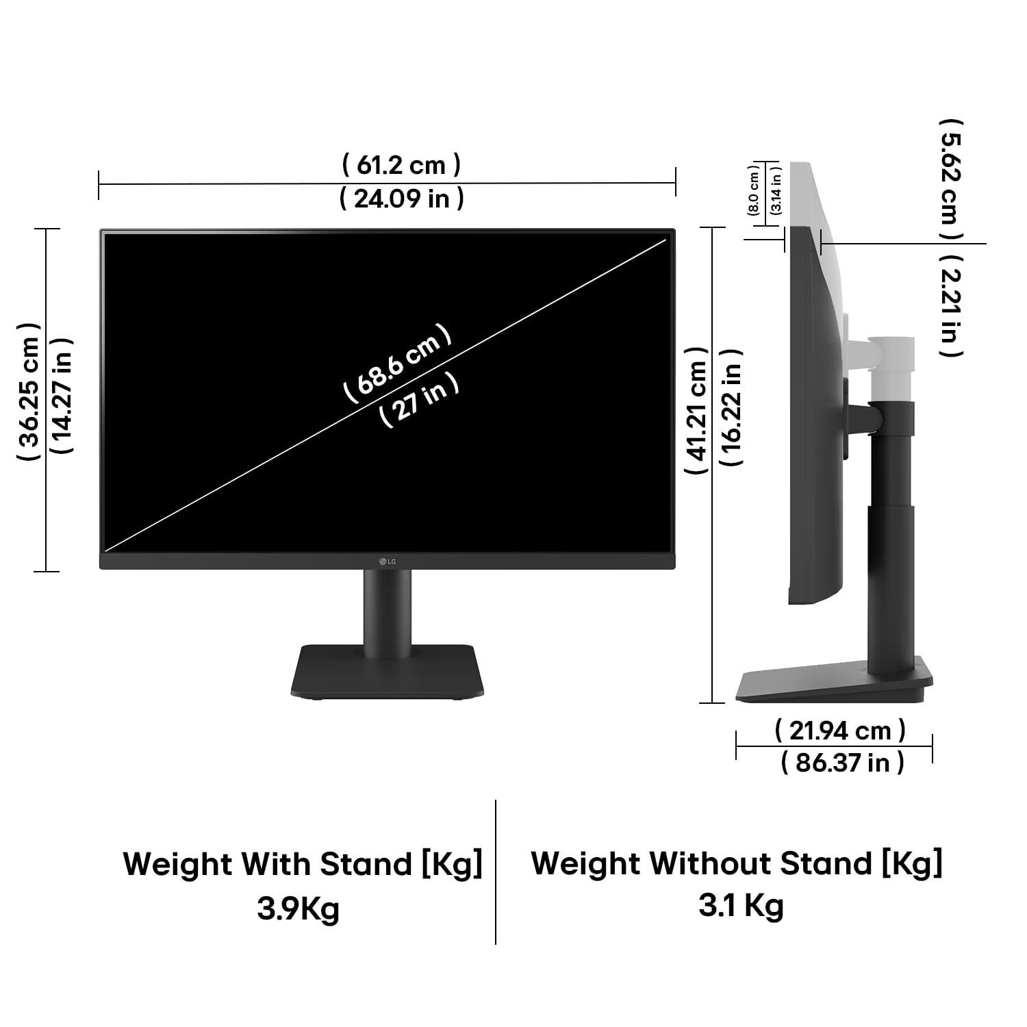 LG 27MS550-B 68.6 cm (27 Inch) FHD (1920x1080) IPS PC Monitor with 100Hz, 5ms (GtG), Flicker Safe & Reader Mode, 2xSpeakers, 2xHDMI, Tilt/Height Adjustable, 3-Side Virtually Borderless Design (Black) - Image 4