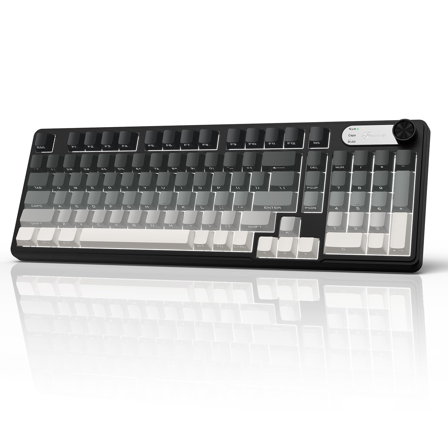 GEODMAER G98X Wireless Gaming Keyboard, Tri-Mode 2.4GHz/USB-C/BT5.0 Silent Gaming Keyboard with Number Pad & Knob, RGB Backlit, Side Printed PBT Keycaps Computer Keyboards for PC Mac Laptop Gamer