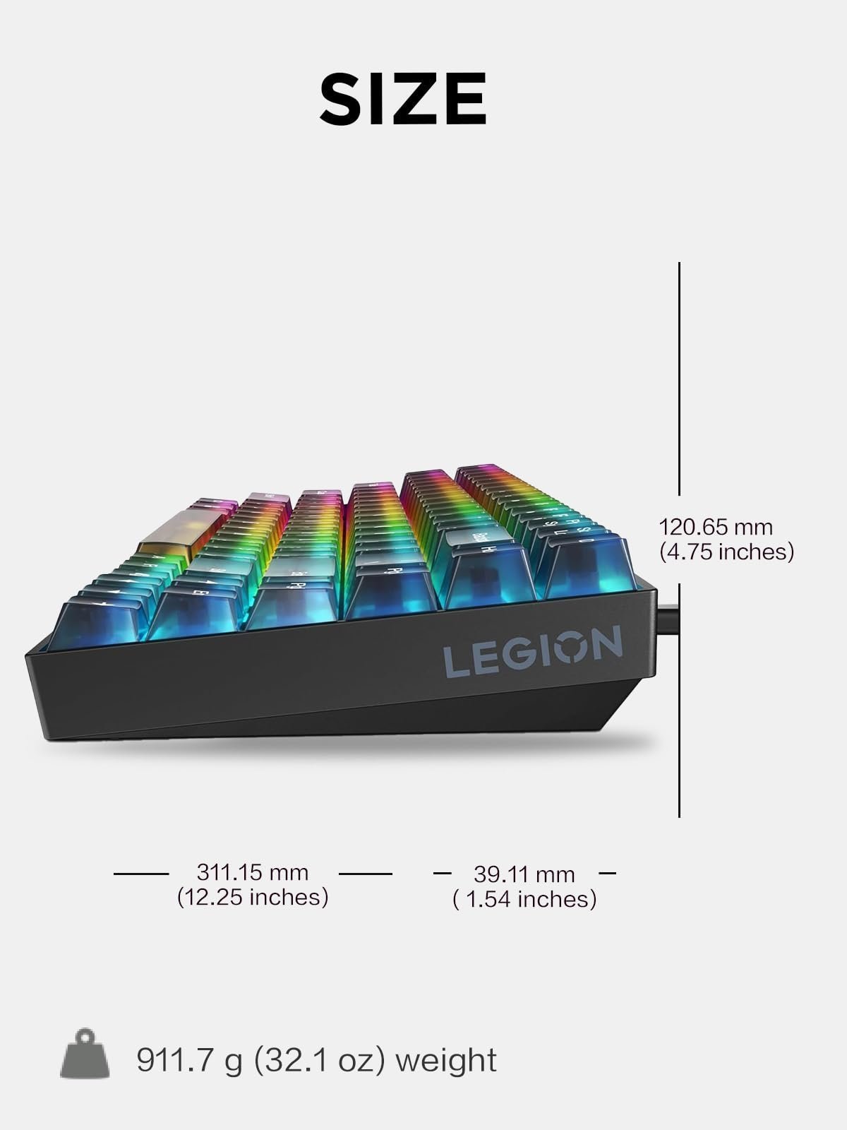 Lenovo Legion K510 Mini Pro Wired Mechanical Gaming Keyboard - 75% Compact Design, RGB Illumination, Hot-Swappable Mechanical Switches, Programable Keys - Image 6