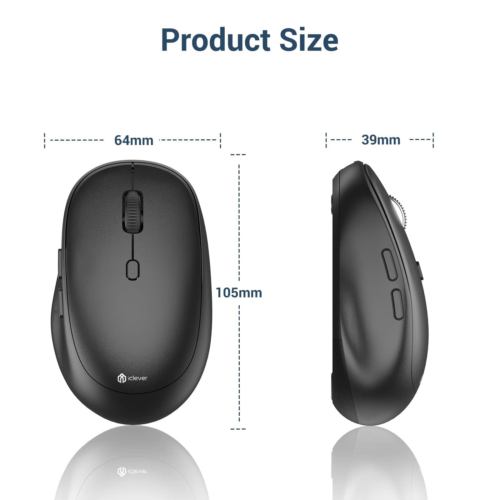 iClever Wireless Mouse, MD165 Dual Mode Wireless Mouse, Bluetooth Type-C Rechargeable Mouse, 2.4G Wireless Computer Mice with USB Receiver, 3 Device Connection for Windows 7/8/10, Mac, iOS, Android - Image 6