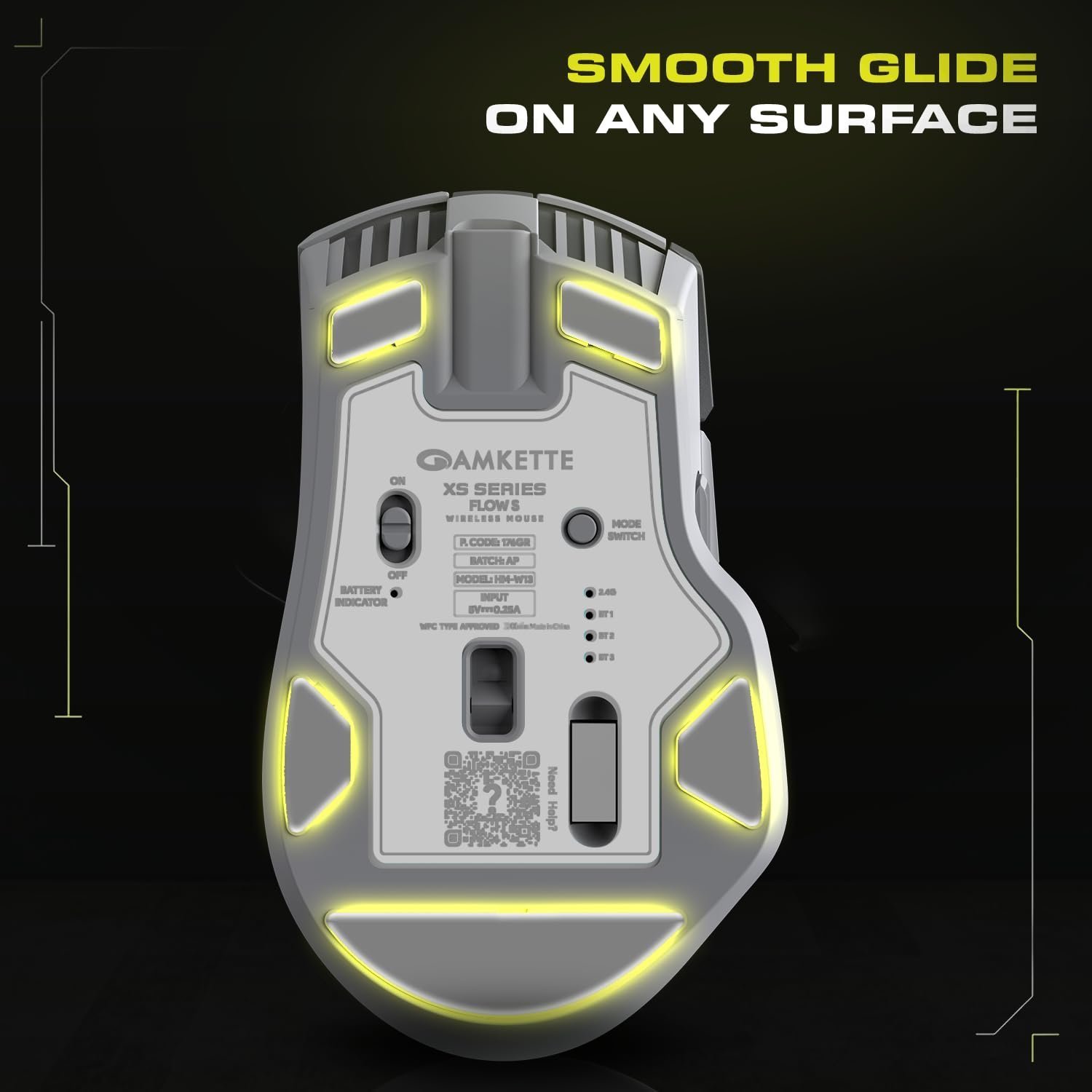 Amkette XS Series Flow S Ergonomic Wireless Mouse/Bluetooth Mouse with Side Scroll, 2.4G + 3×BT, 7 Buttons, Multi-OS, 3200 DPI Adjustable, 1000Hz Polling, 800mAh Rechargeable - Image 8
