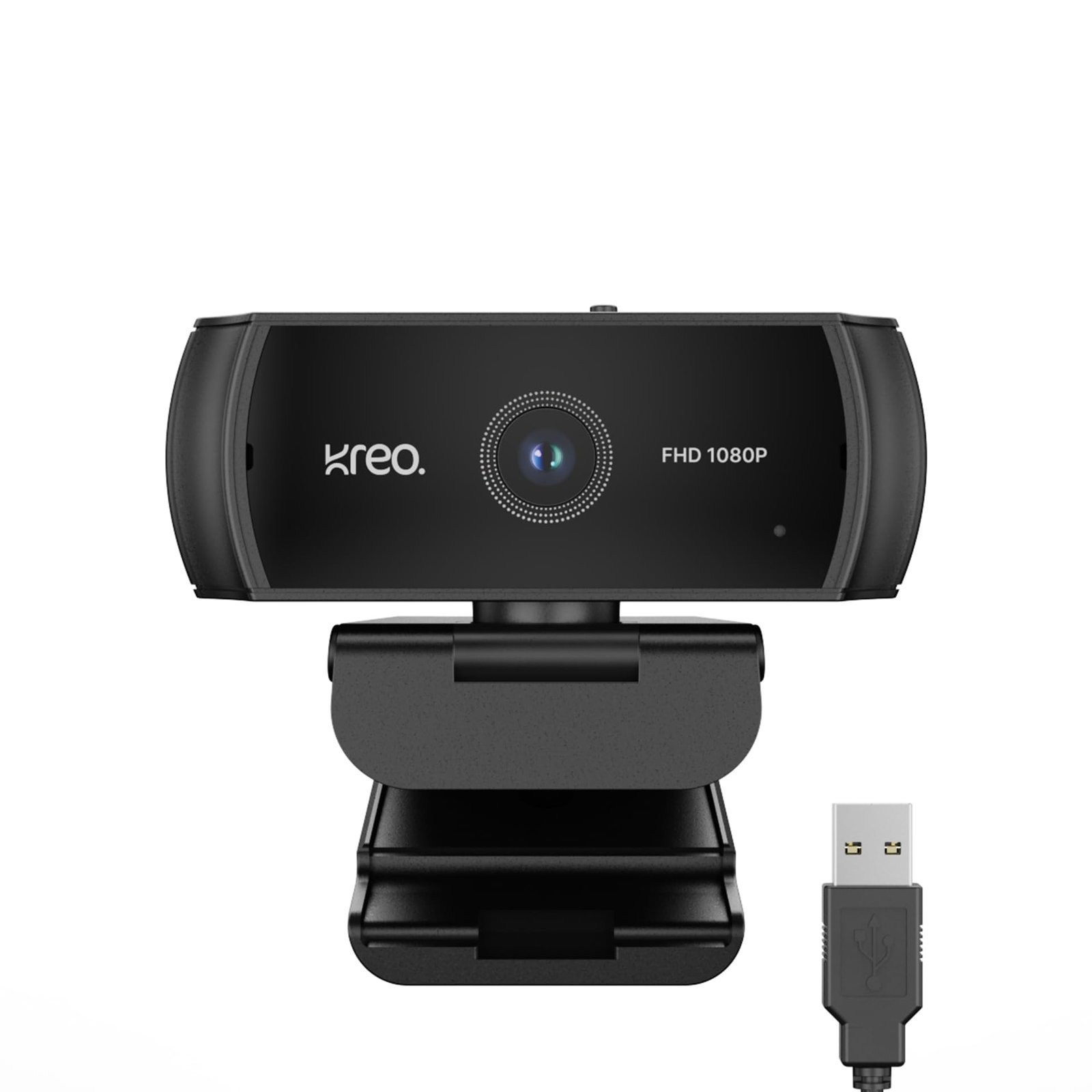 Kreo Owl Lite Full HD Webcam with 1080P 30 FPS, Auto-Focus and Built-in Dual Digital Mic, Plug and Play Setup for Video Call, Streaming, YouTube and More (Black, Owl Lite)