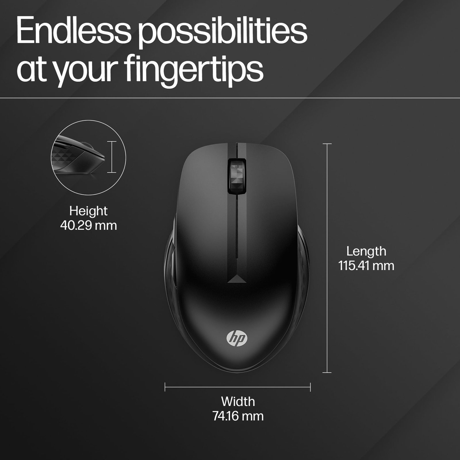 HP 430 Multi-Device Bluetooth Wireless Mouse with 4 Programmable Buttons/ 800 DPI - 4000 DPI/Fast Scrolling/Compatibility to Windows, macOS, Chrome OS/Black, 3 Years Warranty - Image 3