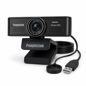 PeopleLink Orion C80 Full HD Webcam -1080p @30fps, 120° Field of View,Built-in Dual Mic,Plug and Play Setup for Video Call, Streaming, YouTube and More,Privacy Shutter with 4X Digital Zoom