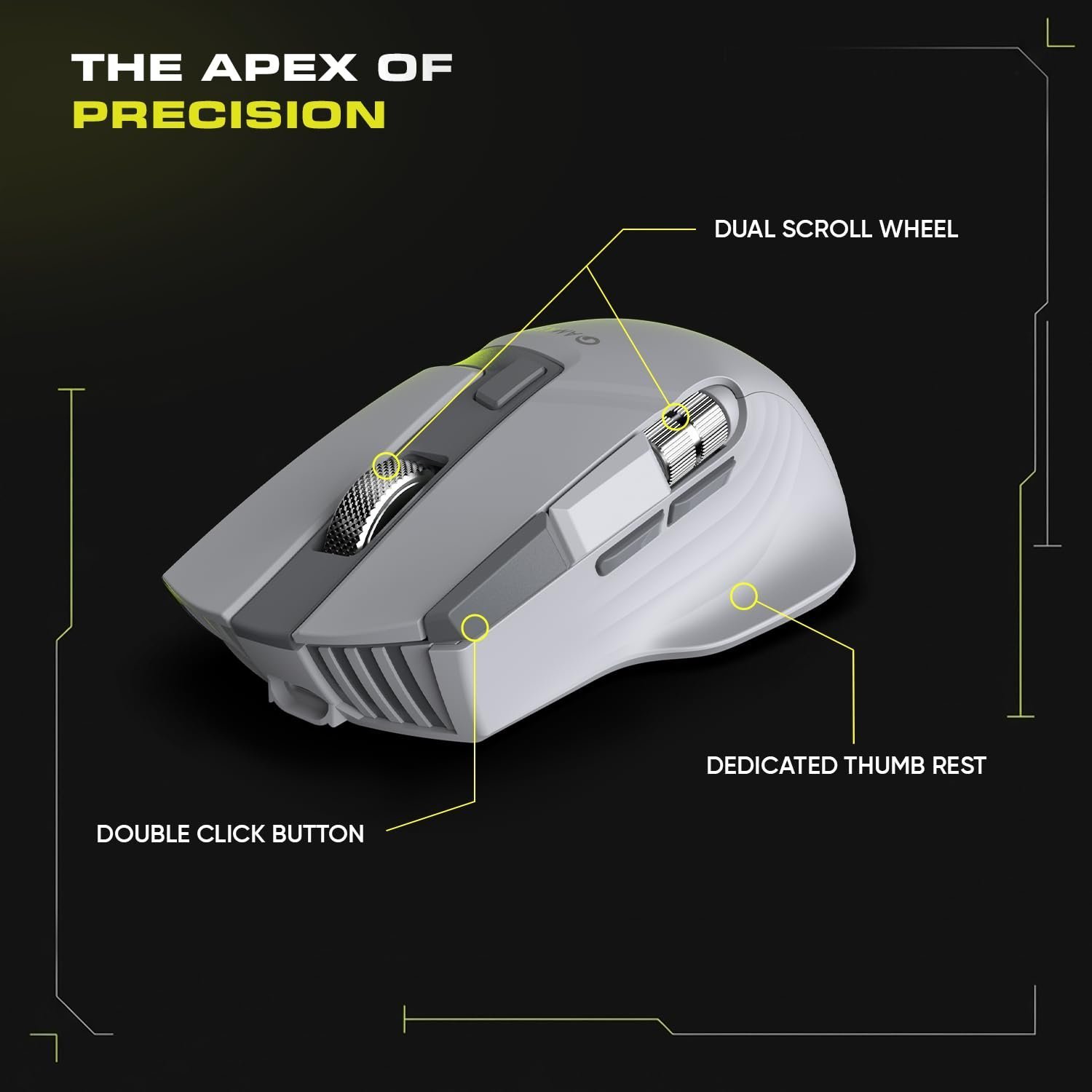 Amkette XS Series Flow S Ergonomic Wireless Mouse/Bluetooth Mouse with Side Scroll, 2.4G + 3×BT, 7 Buttons, Multi-OS, 3200 DPI Adjustable, 1000Hz Polling, 800mAh Rechargeable - Image 2