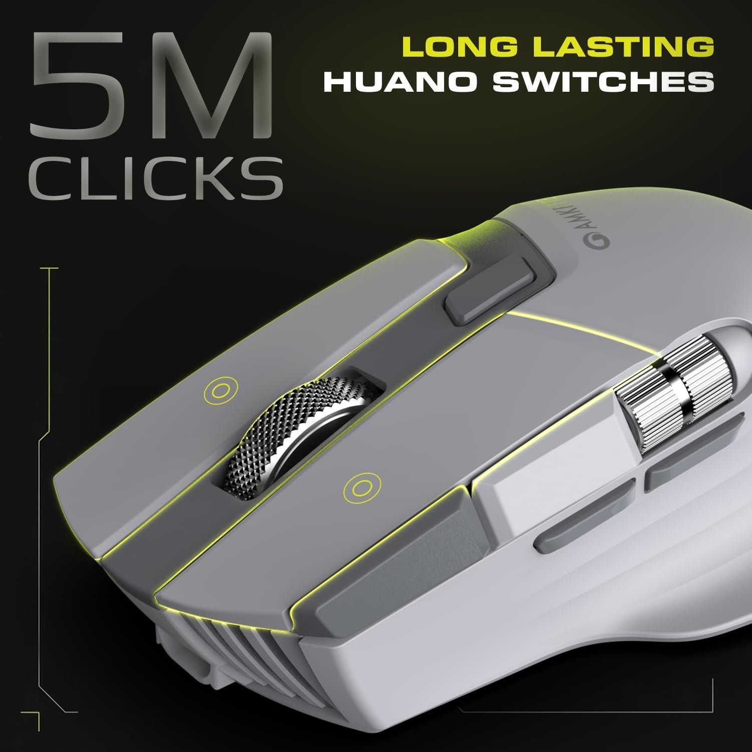 Amkette XS Series Flow S Ergonomic Wireless Mouse/Bluetooth Mouse with Side Scroll, 2.4G + 3×BT, 7 Buttons, Multi-OS, 3200 DPI Adjustable, 1000Hz Polling, 800mAh Rechargeable - Image 5