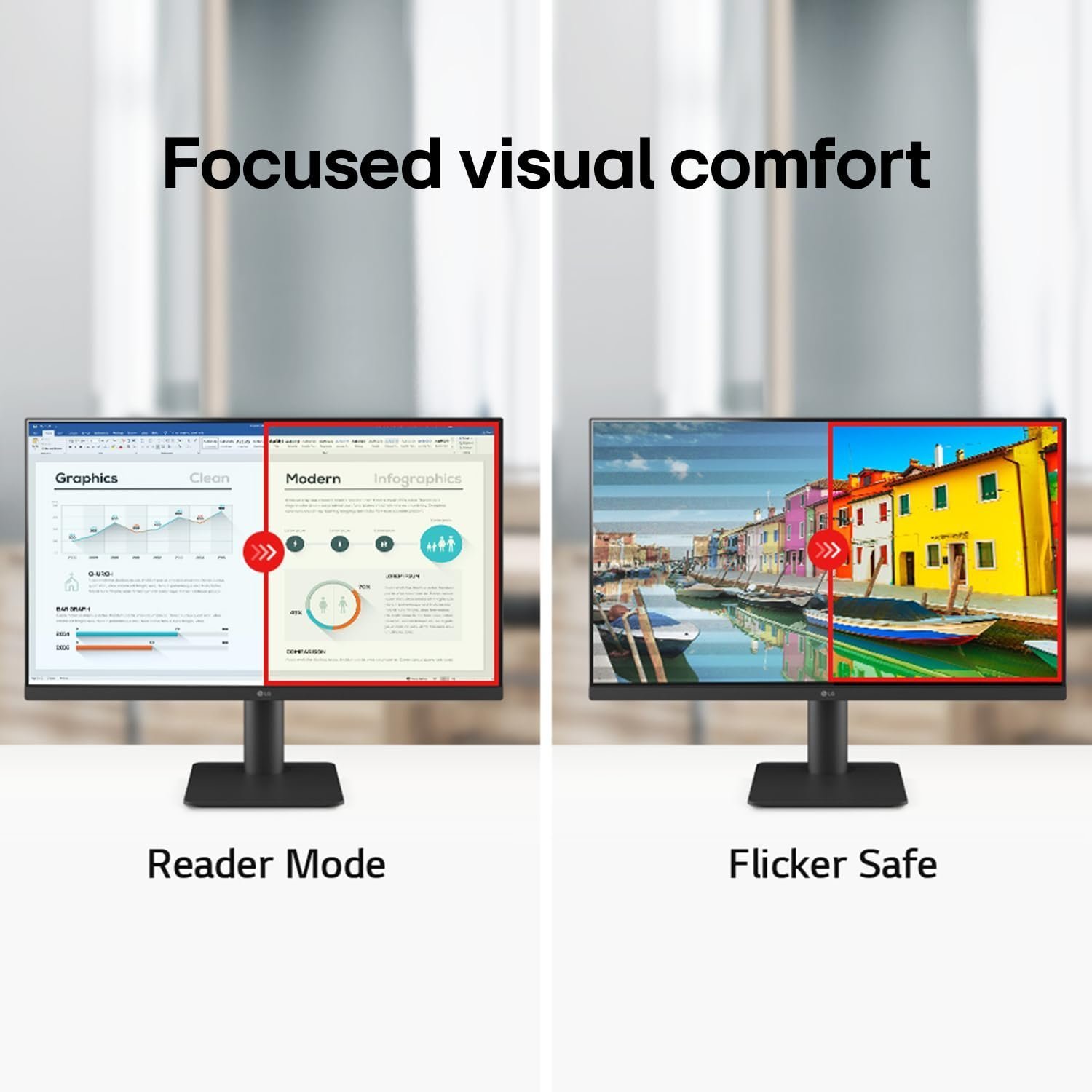 LG 27MS550-B 68.6 cm (27 Inch) FHD (1920x1080) IPS PC Monitor with 100Hz, 5ms (GtG), Flicker Safe & Reader Mode, 2xSpeakers, 2xHDMI, Tilt/Height Adjustable, 3-Side Virtually Borderless Design (Black) - Image 7