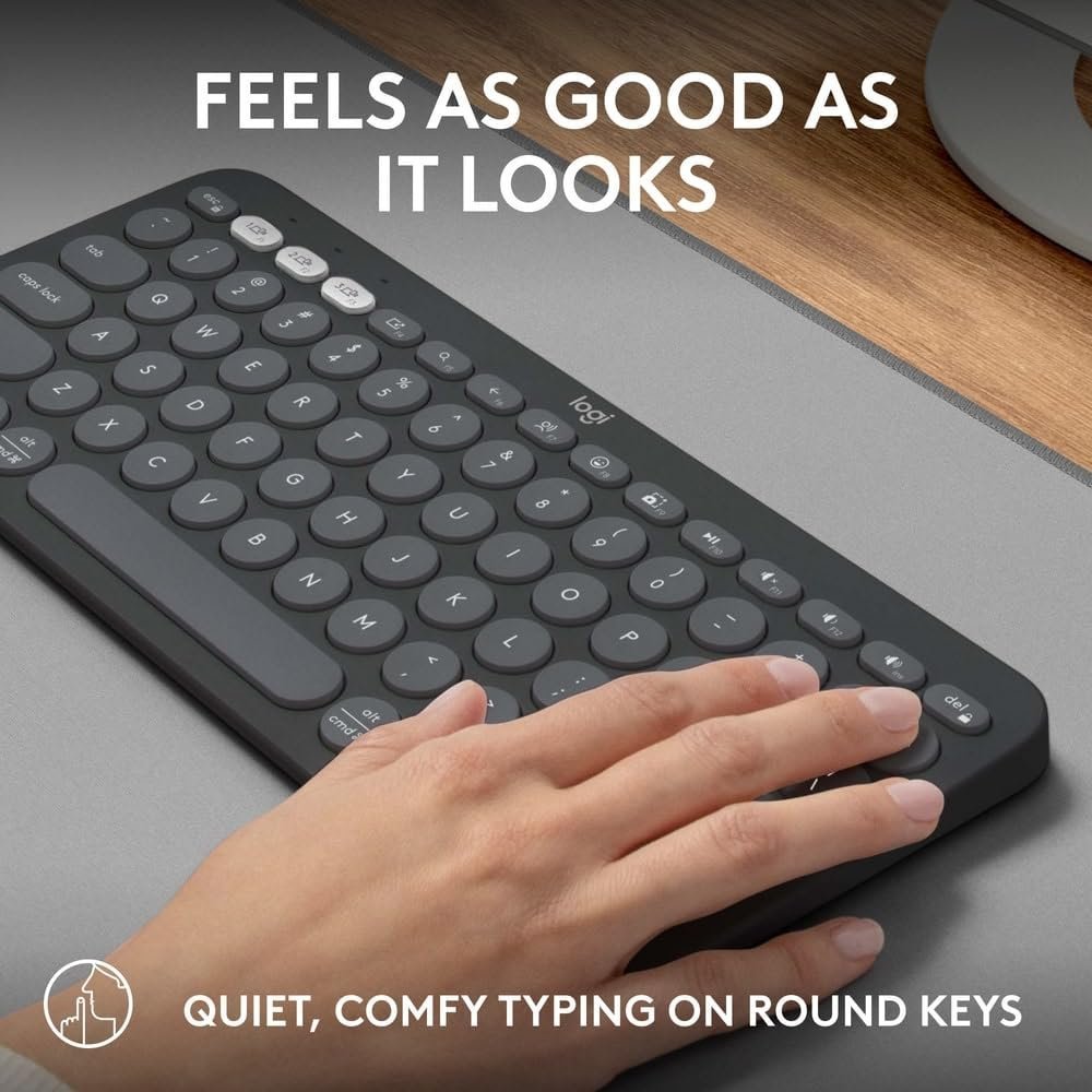 Logitech Pebble Keys 2 K380s, Multi-Device Bluetooth Wireless Keyboard with Customisable Shortcuts, Slim and Portable, Easy-Switch for Windows, macOS, iPadOS, Android, Chrome OS - Tonal Graphite - Image 3