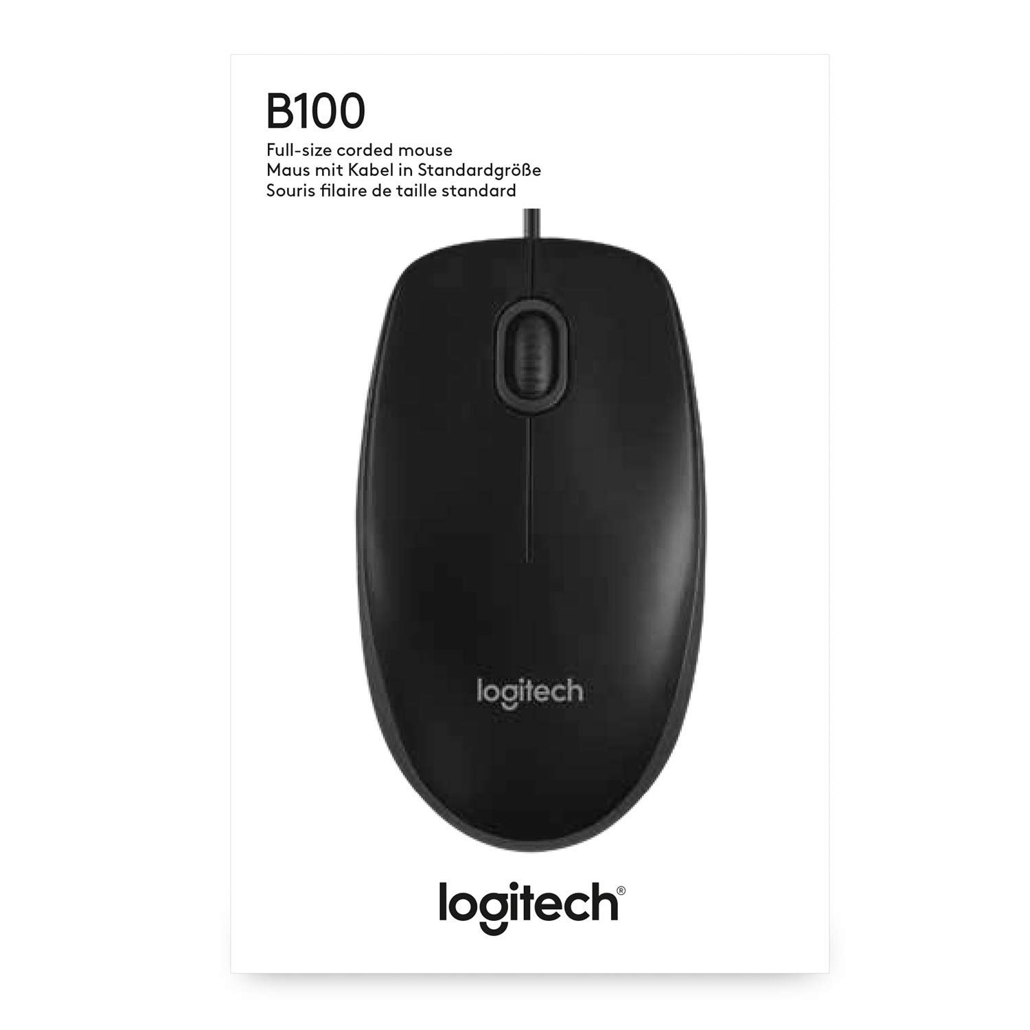 Logitech B100 Wired USB Mouse, 3 yr Warranty, 800 DPI Optical Tracking, Ambidextrous PC/Mac/Laptop - Black - Image 6