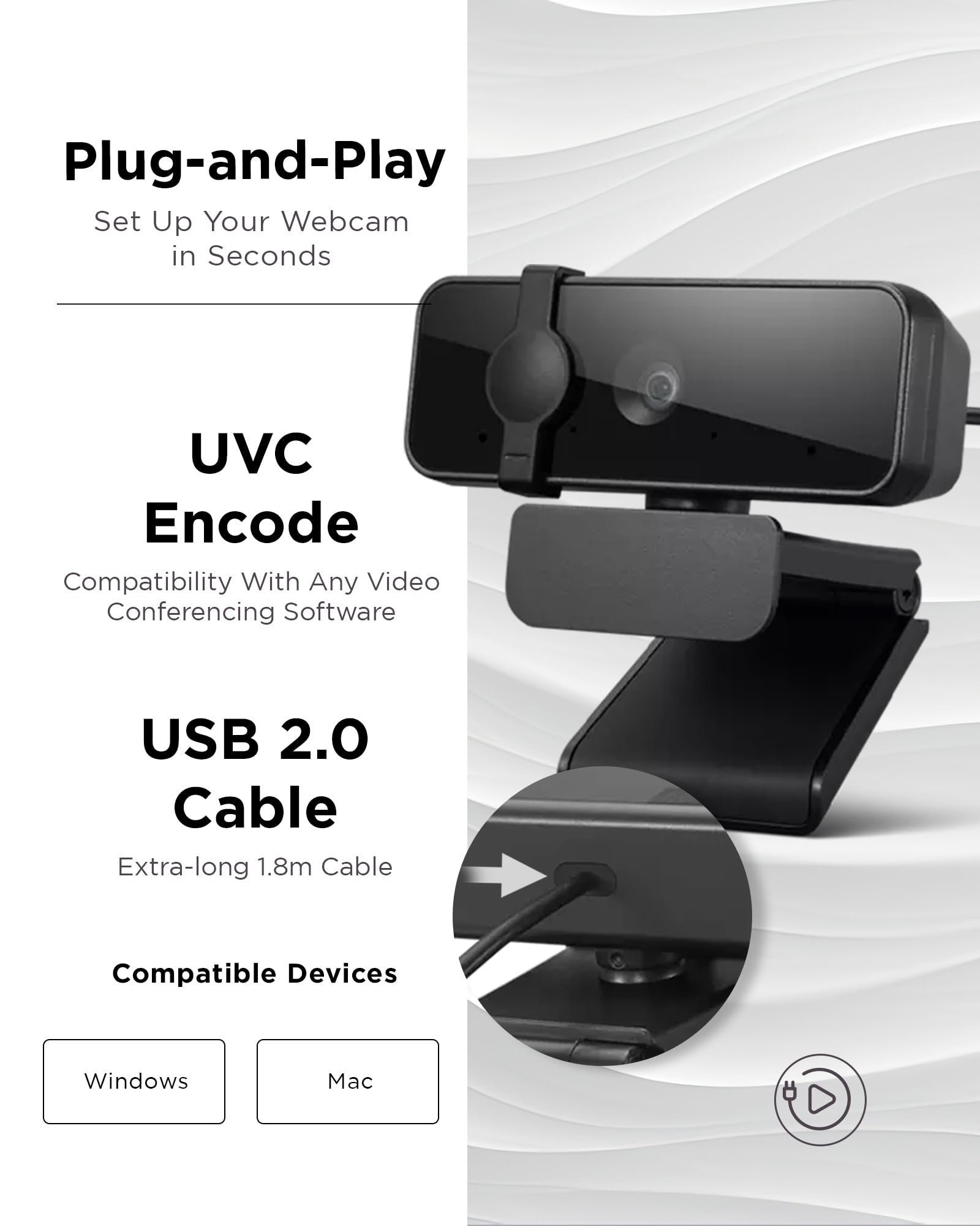 Lenovo FHD USB Webcam with Full Stereo Dual Built-in Mics | FHD 1080P 2.1 Megapixel Digital CMOS Camera |Wide 95 Lens| 360 Rotation | Flexible Mount (4XC1B34802), Black - Image 5