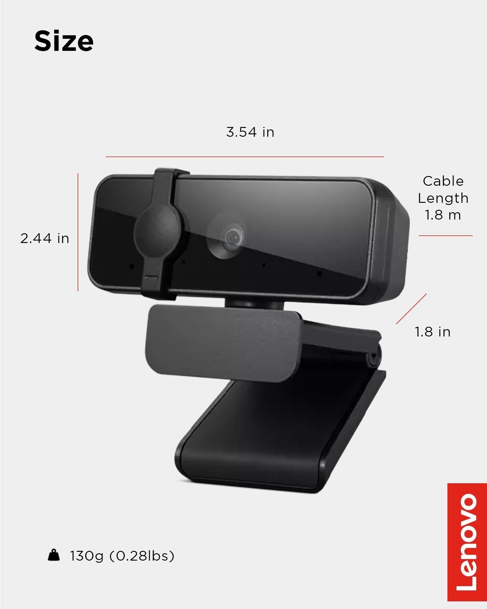 Lenovo FHD USB Webcam with Full Stereo Dual Built-in Mics | FHD 1080P 2.1 Megapixel Digital CMOS Camera |Wide 95 Lens| 360 Rotation | Flexible Mount (4XC1B34802), Black - Image 7