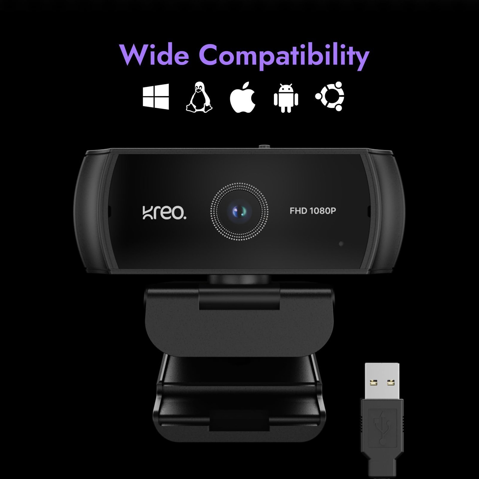 Kreo Owl Lite Full HD Webcam with 1080P 30 FPS, Auto-Focus and Built-in Dual Digital Mic, Plug and Play Setup for Video Call, Streaming, YouTube and More (Black, Owl Lite) - Image 8