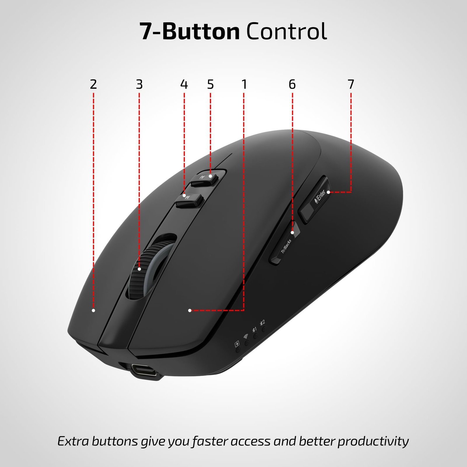 iBall GLIDR Ai1 Smart AI Wireless Mouse, Powered by ChatGPT AI Voice & Text Translation, Voice Typing, Centralized AI Software, 100+ Languages, Dual Mode (BT + 2.4GHz), Rechargeable Battery (Black) - Image 6