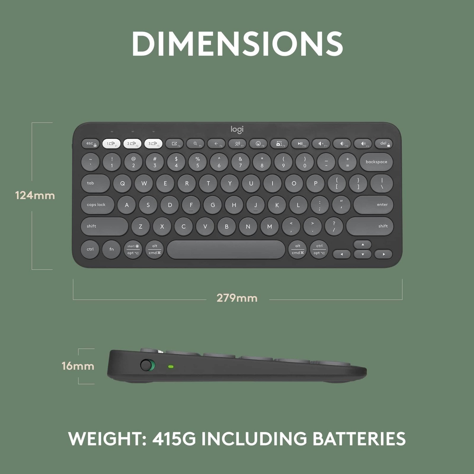 Logitech Pebble Keys 2 K380s, Multi-Device Bluetooth Wireless Keyboard with Customisable Shortcuts, Slim and Portable, Easy-Switch for Windows, macOS, iPadOS, Android, Chrome OS - Tonal Graphite - Image 7