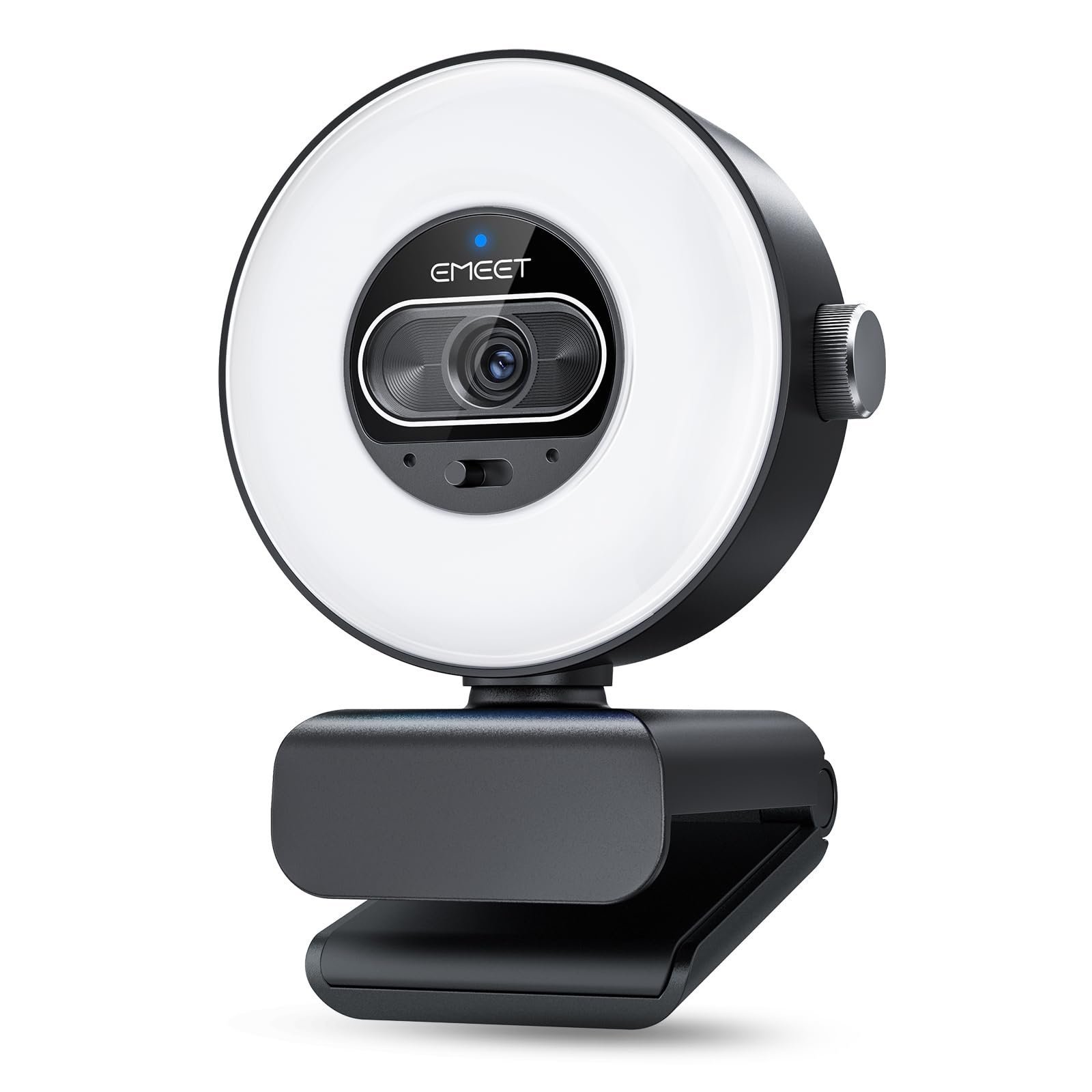 EMEET S600L 4K Webcam for Streaming with Ring Light, 4 Lighting Modes, Rainbow Effect, 1/2" Sensor, AI Imaging, 0.2S PDAF, 2 Mics, Dial Control, 4K Webcam with Light for OBS/Twitch/YouTube/Zoom/PC/Mac
