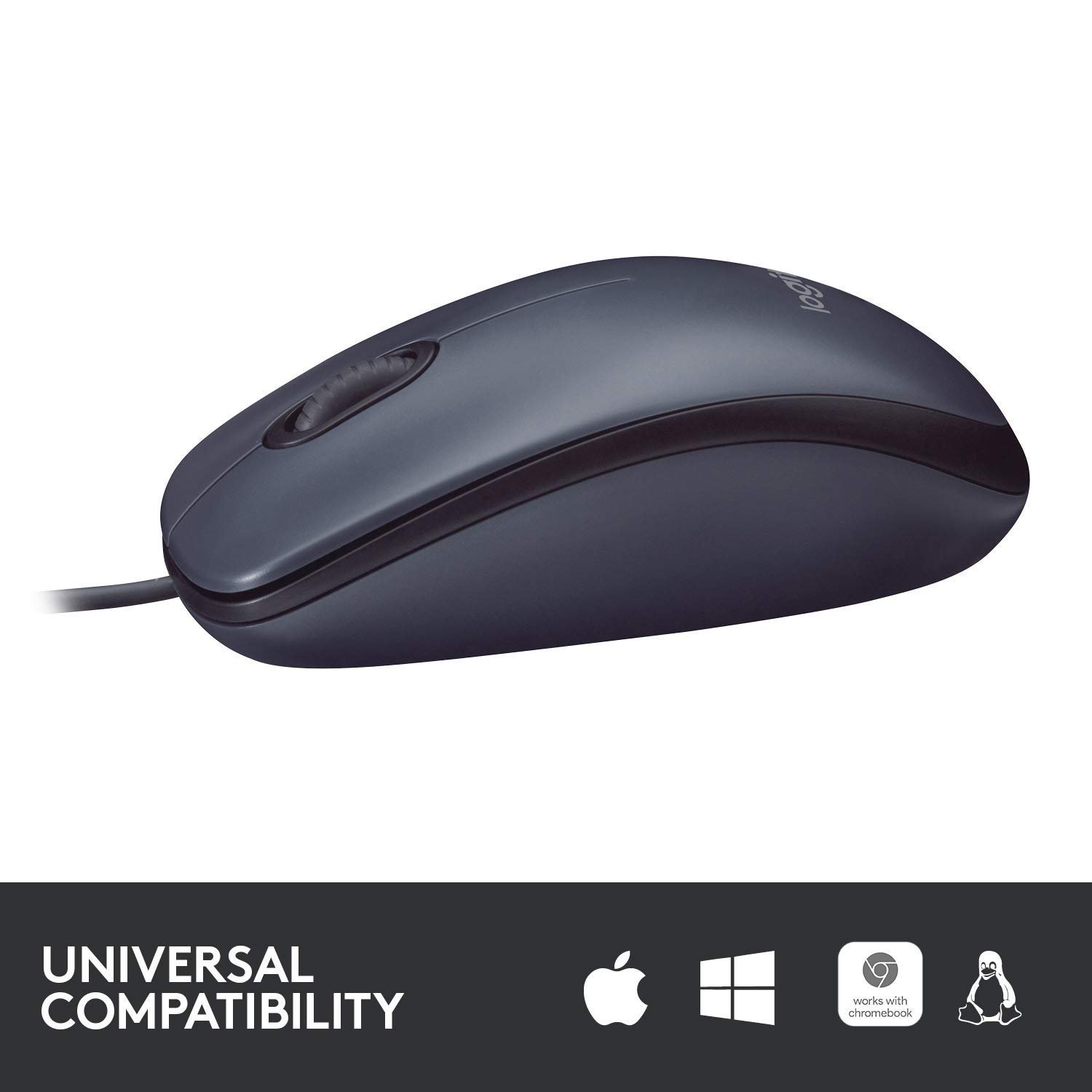 Logitech B100 Wired USB Mouse, 3 yr Warranty, 800 DPI Optical Tracking, Ambidextrous PC/Mac/Laptop - Black - Image 4