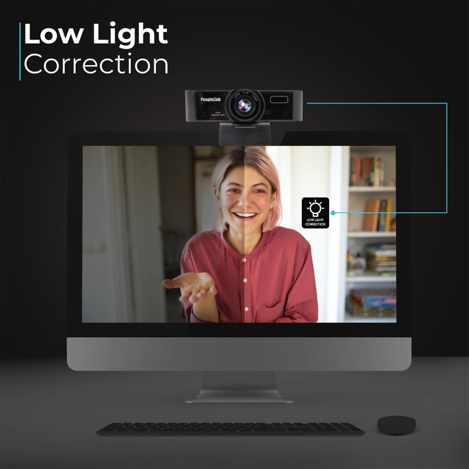 PeopleLink Orion C80 Full HD Webcam -1080p @30fps, 120° Field of View,Built-in Dual Mic,Plug and Play Setup for Video Call, Streaming, YouTube and More,Privacy Shutter with 4X Digital Zoom - Image 5