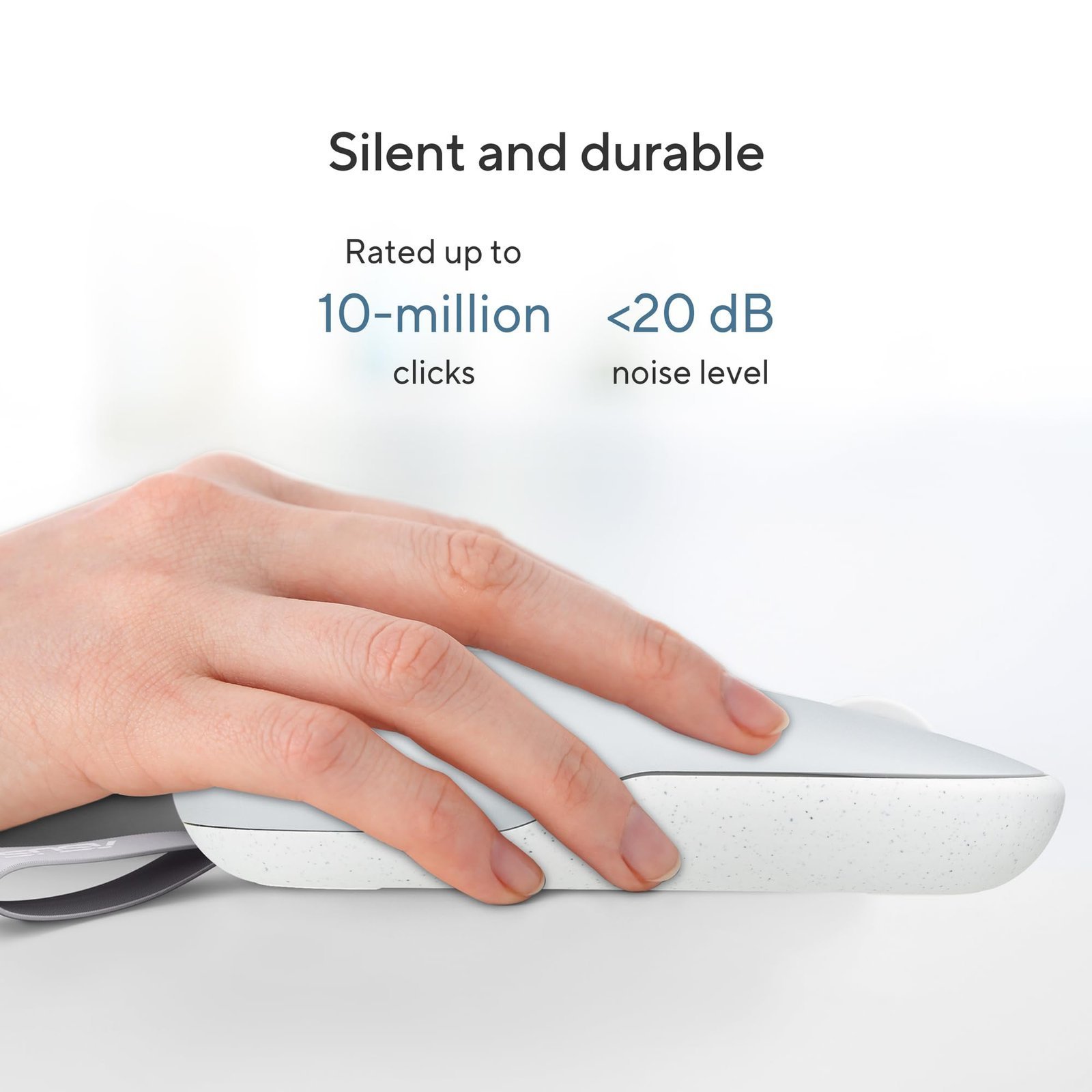 ASUS Marshmallow MD100 Wireless Bluetooth Mouse with Dual Mode (Bluetooth 5.0 & 2.4GHz), Silent Clicks, Adjustable 800/1000/1600 DPI, Multi-Device, Ergonomic Design, Grey, 1-Year Warranty - Image 4