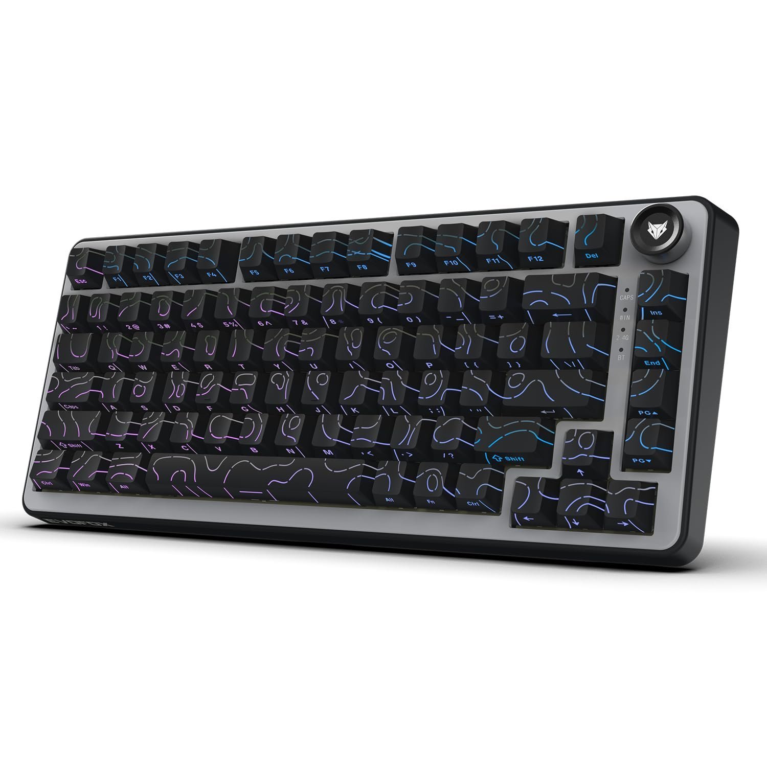 EvoFox Ronin X75 Plus Tri-Mode Gaming Wireless Mechanical Keyboard, Gasket Mount, 5 Layer Sound Dampening, South Facing LED, Pass-Through Keycaps, 8000 mAh Battery, Hot Swap, Multi OS Web Software