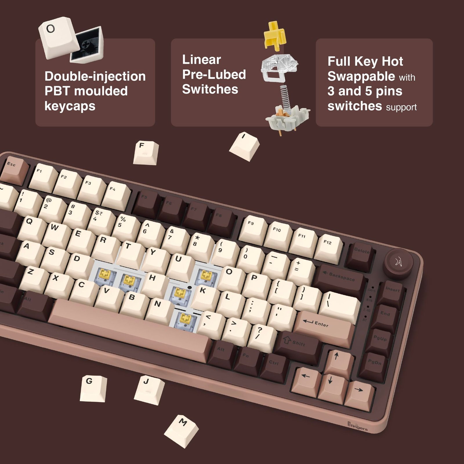FINGERS Lethal-GK1 Mechanical RGB Gaming Keyboard with Multi-Function Knob - Image 7