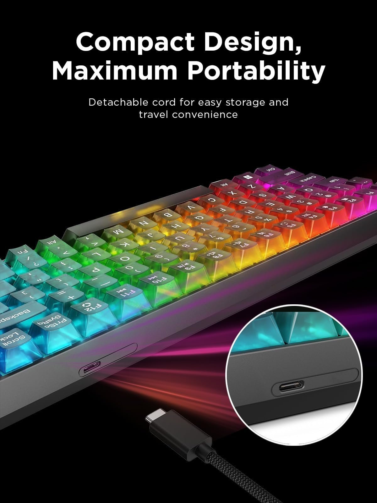 Lenovo Legion K510 Mini Pro Wired Mechanical Gaming Keyboard - 75% Compact Design, RGB Illumination, Hot-Swappable Mechanical Switches, Programable Keys - Image 4