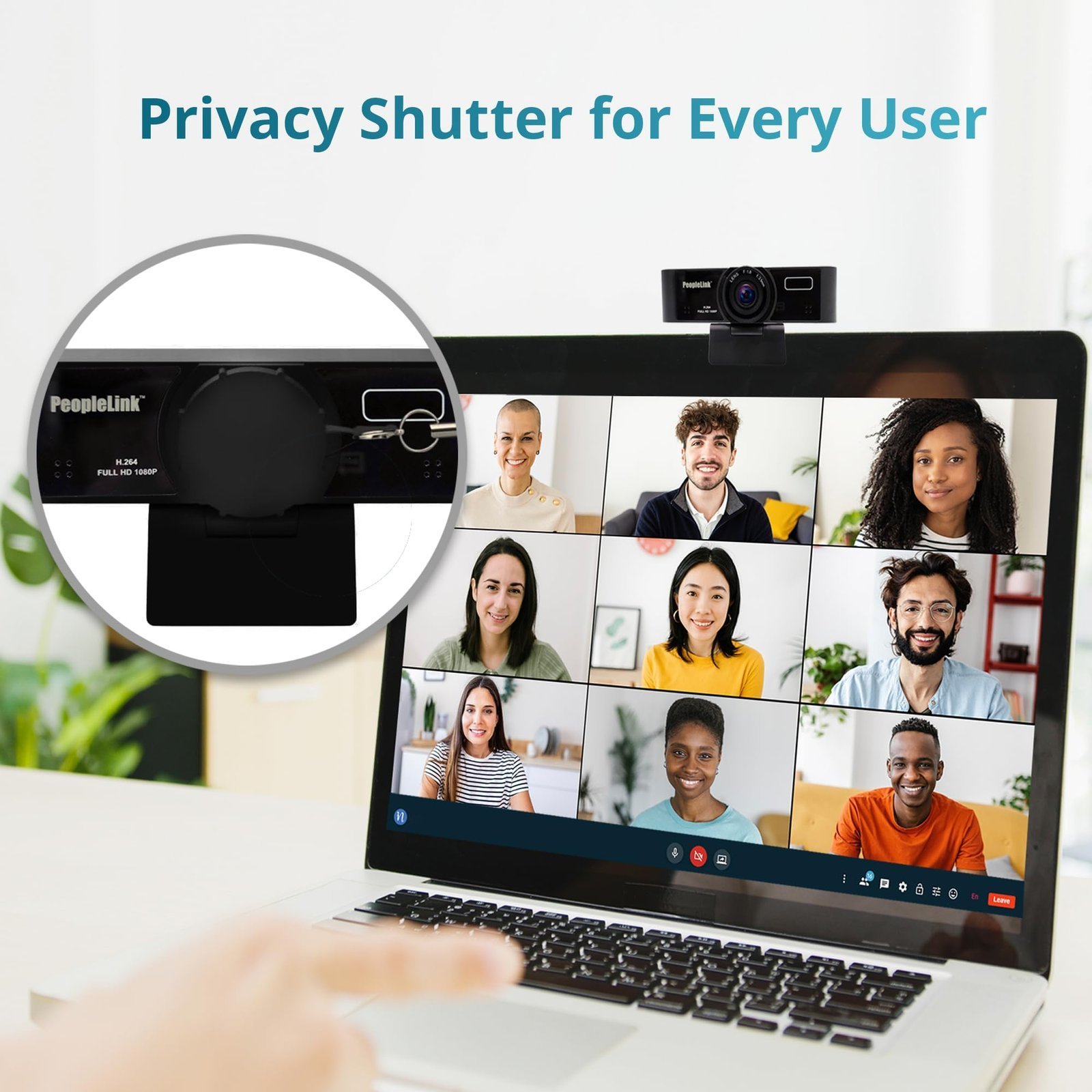 PeopleLink Orion C80 Full HD Webcam -1080p @30fps, 120° Field of View,Built-in Dual Mic,Plug and Play Setup for Video Call, Streaming, YouTube and More,Privacy Shutter with 4X Digital Zoom - Image 4