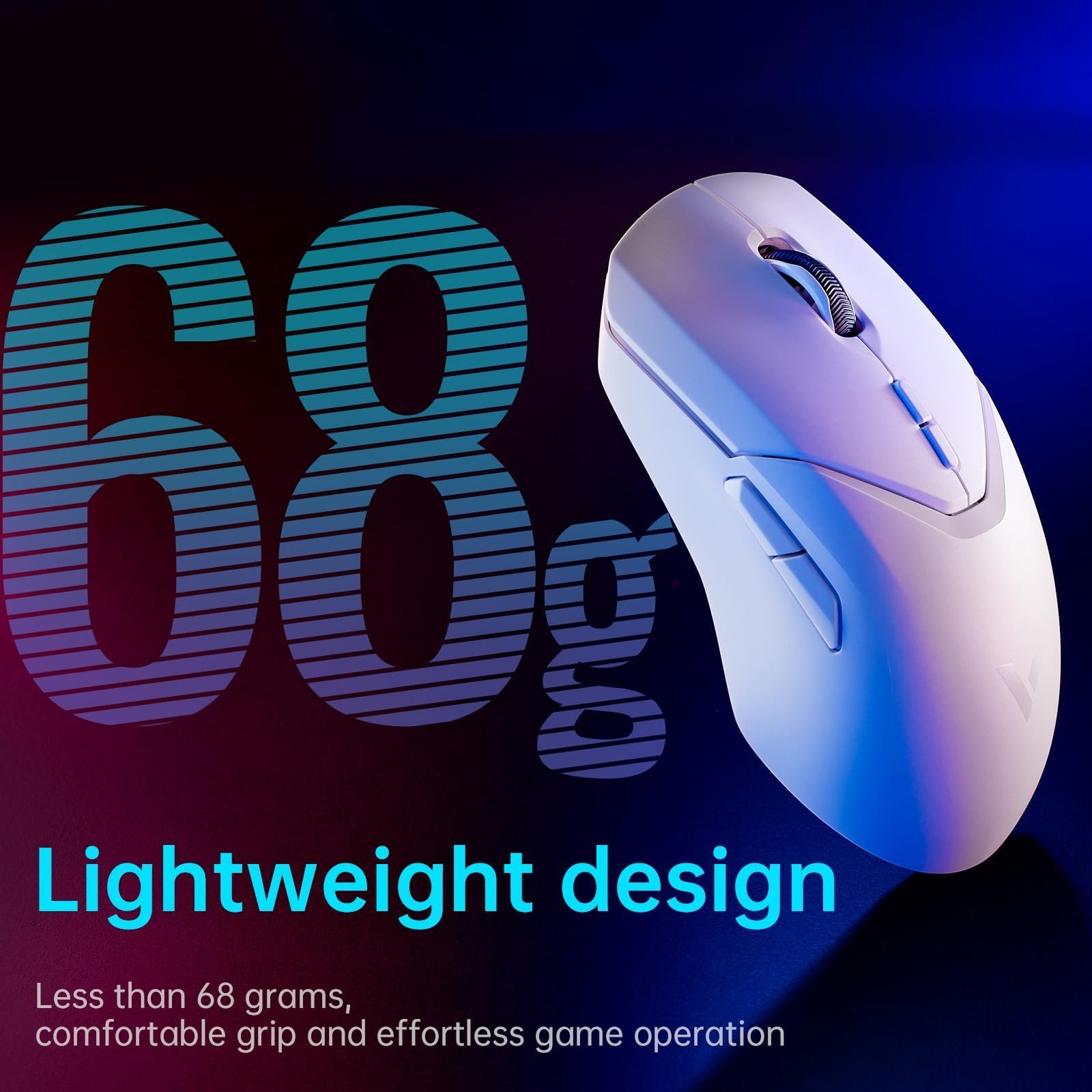 Rapoo VT9PRO - 68g Ultra Lightweight Wireless Gaming Mouse, Upto 26000K DPI, 1K+4K Polling Rate, PAW 3398 Esports Sensor, 1ms Response,10 Buttons & 160 Hr Battery Life, Onboard Memory - White - Image 3