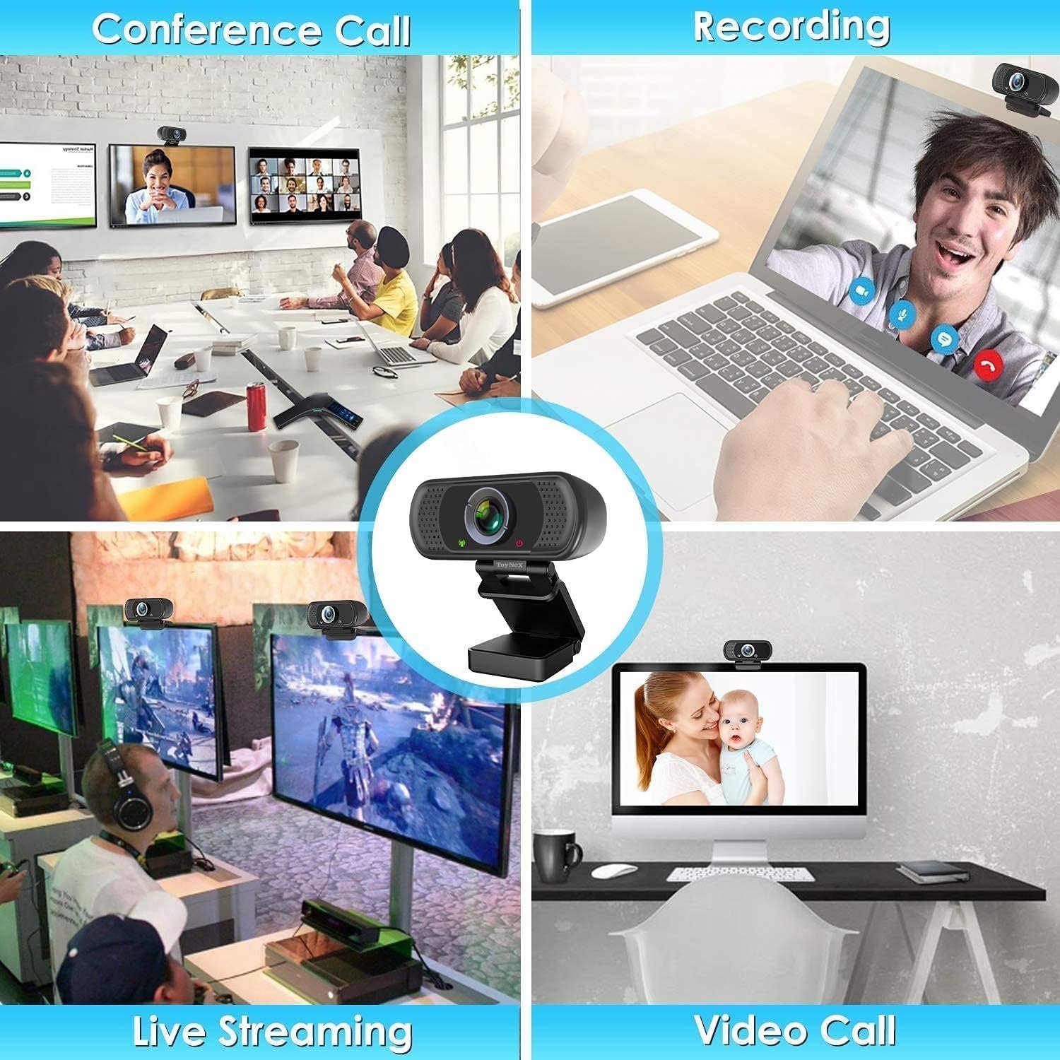 ToyNeX Full HD 1080P Webcam with Microphone, Pro Streaming Computer Camera, Widescreen USB Web Camera for Desktop PC Laptop.(Black) - Image 8