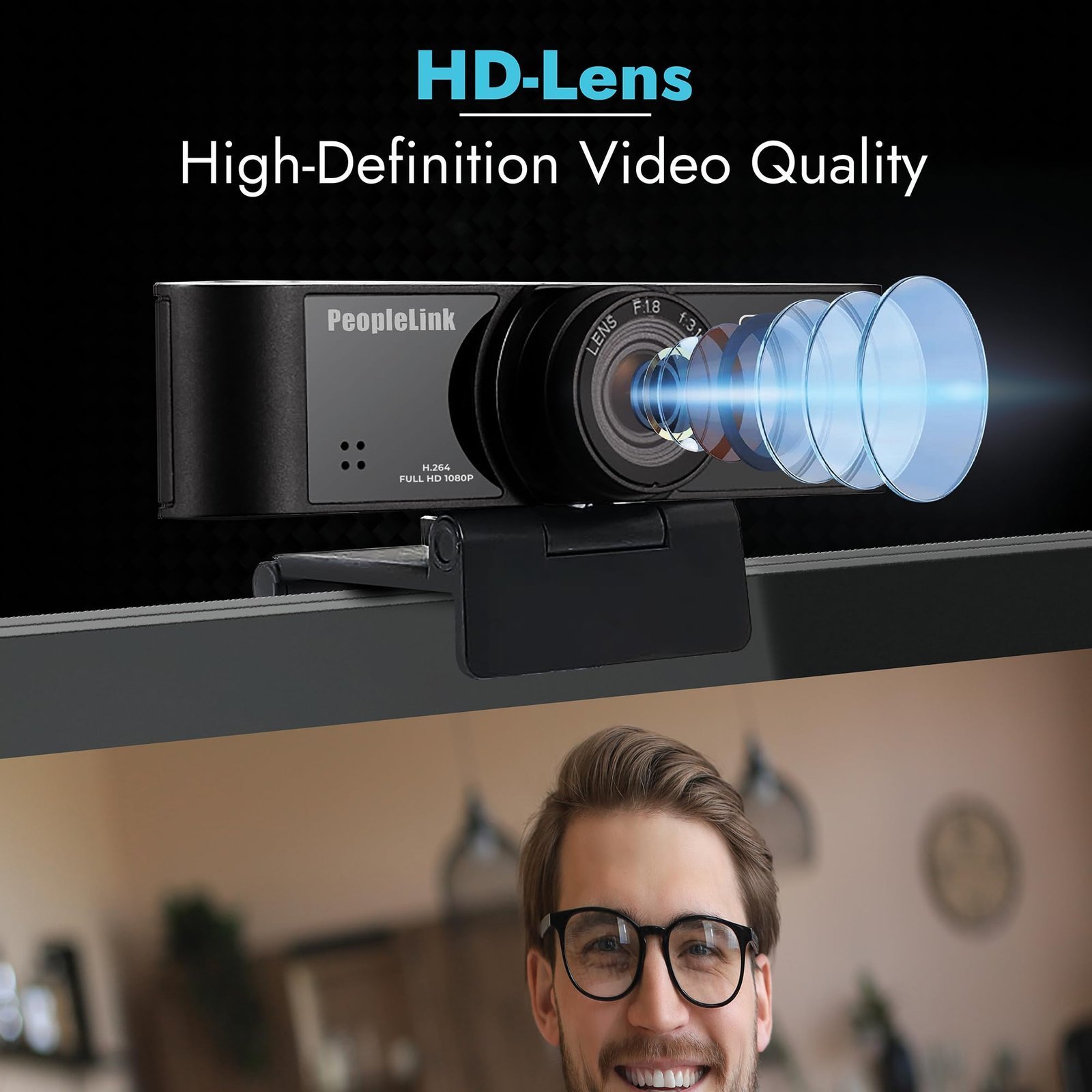 PeopleLink Orion C80 Full HD Webcam -1080p @30fps, 120° Field of View,Built-in Dual Mic,Plug and Play Setup for Video Call, Streaming, YouTube and More,Privacy Shutter with 4X Digital Zoom - Image 6