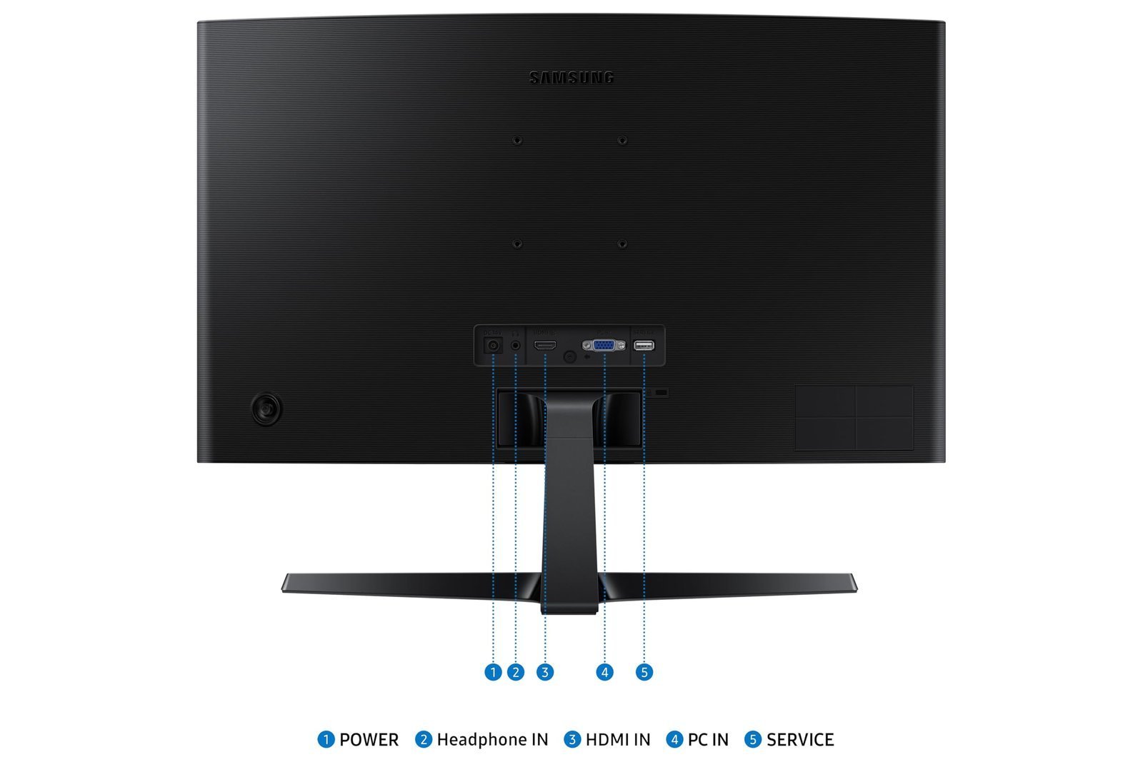 Samsung 24" Curved Monitor|1800R Curved Screen|100Hz|4ms|SRGB 95%|Ports-HDMI,D-Sub,Headphone|Game Mode|EyeSaver Mode|16.7M Color Support|Flicker Free|Off Timer Plus|LS24D368GAWXXL|Black - Image 4