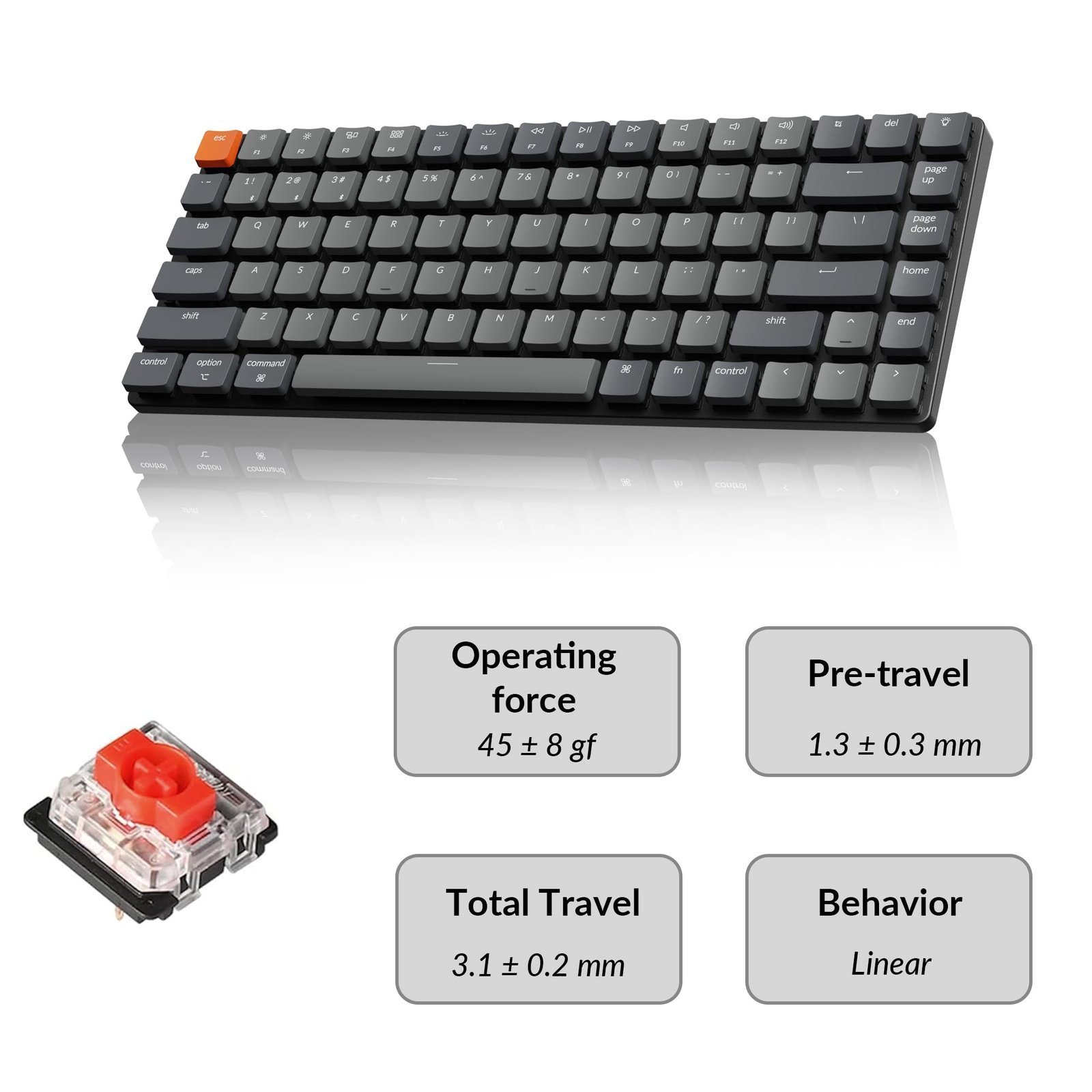 Keychron K3 Version 2, 84 Keys Ultra-Slim Wireless Bluetooth/USB Wired Mechanical Keyboard with White LED Backlit, Low-Profile Gateron Mechanical Red Switch Compatible with Mac Windows - Image 7