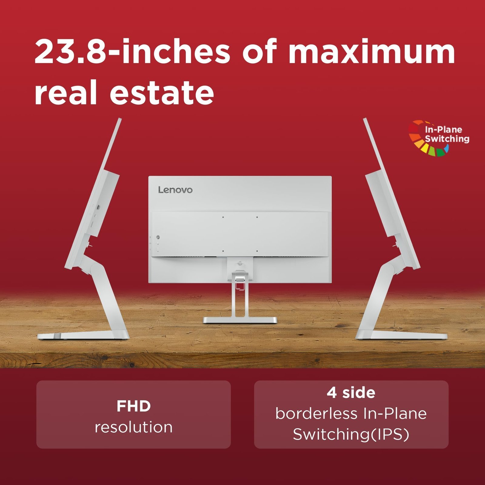 Lenovo L24-4C| 24 Inch (60.96cm) Ultraslim PC Monitor, IPS, FHD 1920x1080, 144Hz, 99% sRGB, 1ms, 2x3W Speakers, HDMI, Display Port, Audio Out Port, AMD FreeSync,Eyesafe, Bezel-Less, VESA Mount, Grey - Image 5
