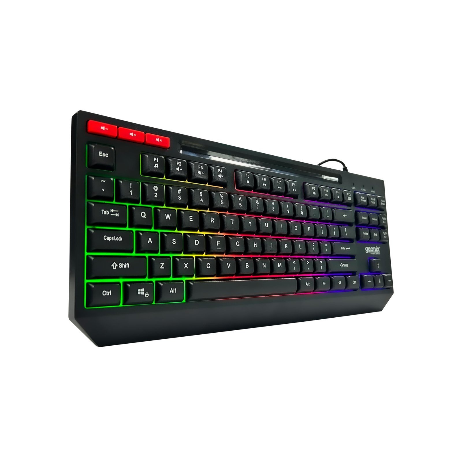 GEONIX Cruiser K2 Multi Function Gaming Keyboard with 90 Keys Including 3 Dedicated Multimedia Keys, Rainbow Backlight, Spill Resistant, PVC Cable, Durable Body (Black) - Image 7