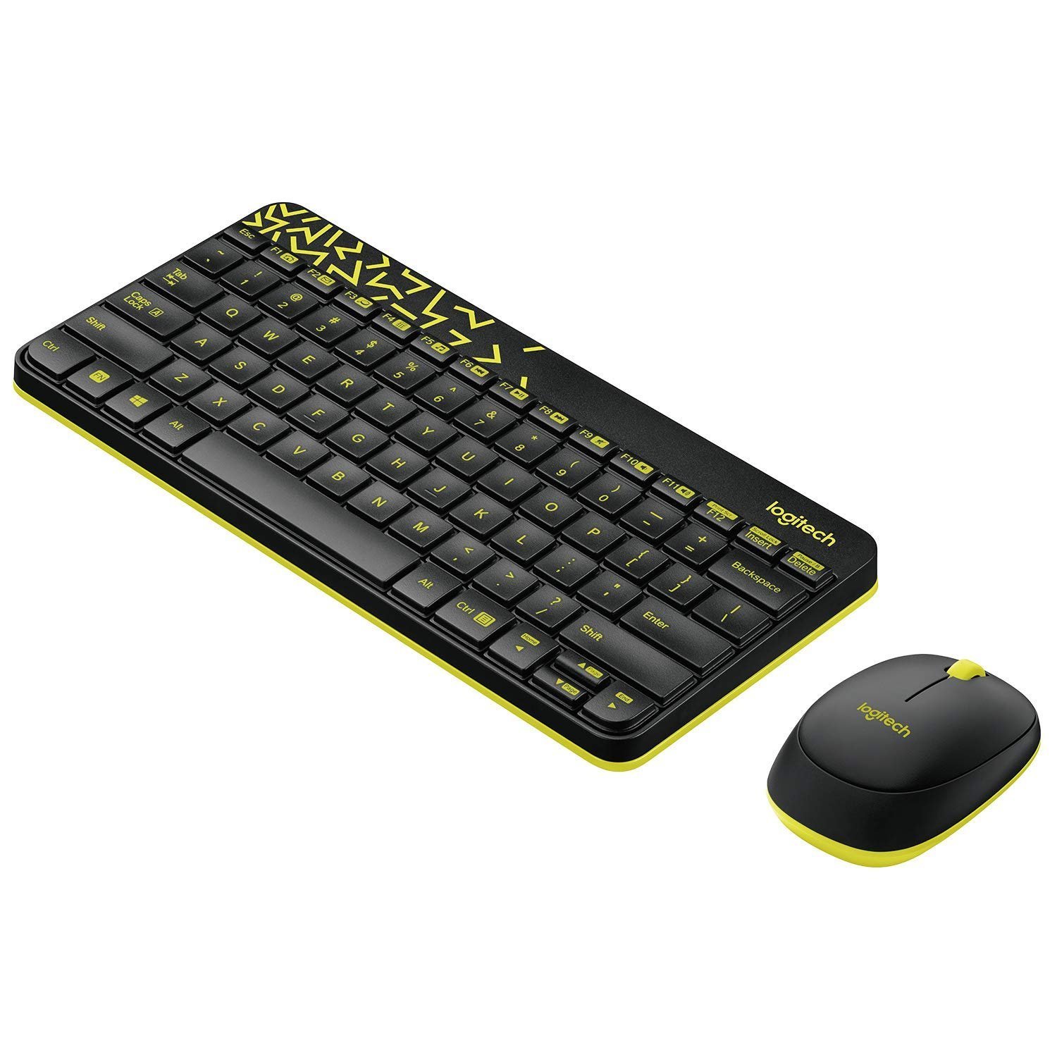 Logitech MK240 Nano Wireless USB Keyboard and Mouse Set, 12 Function Keys 2.4GHz Wireless, 1000DPI, Spill-Resistant Design, PC/Mac, Black/Chartreuse Yellow - Image 3
