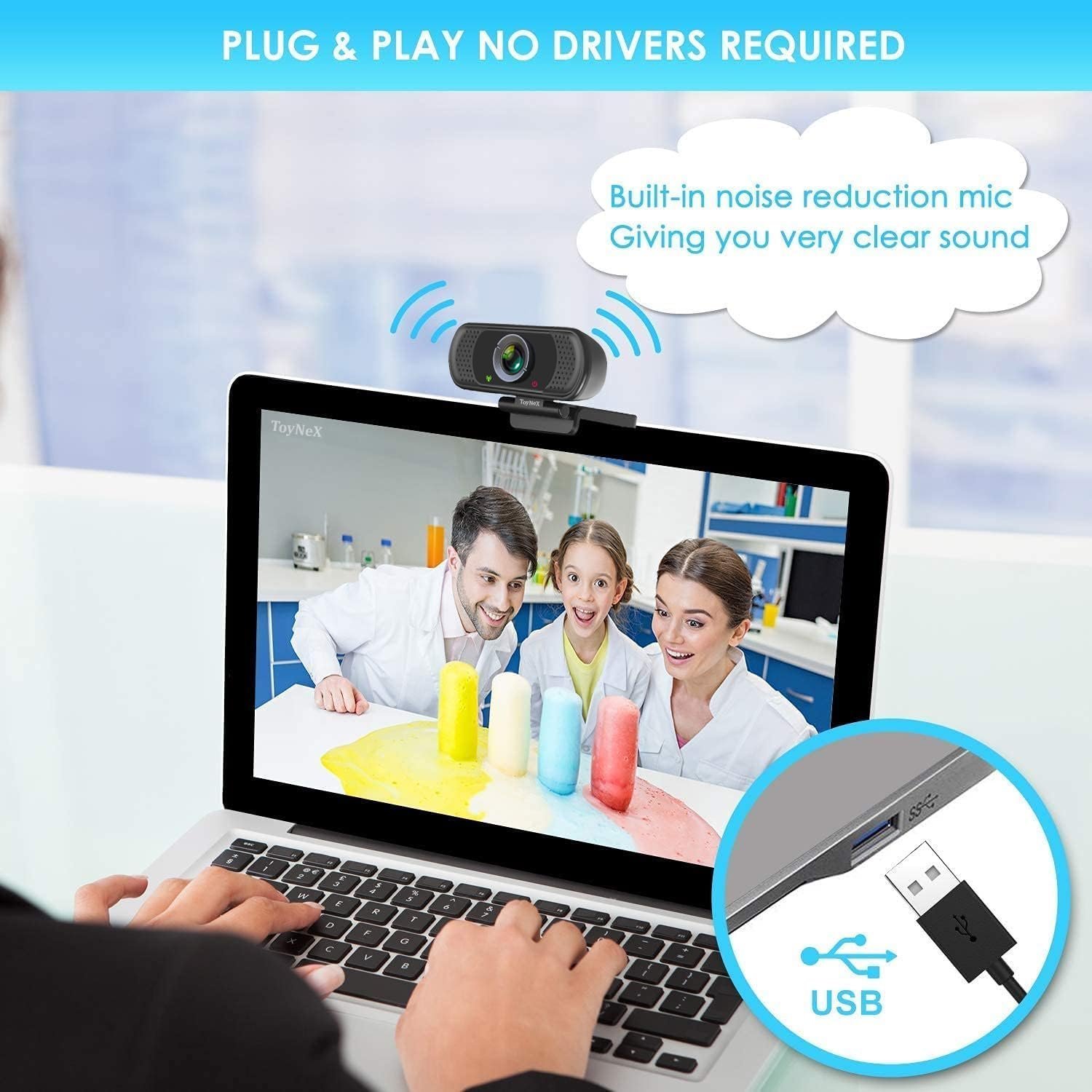 ToyNeX Full HD 1080P Webcam with Microphone, Pro Streaming Computer Camera, Widescreen USB Web Camera for Desktop PC Laptop.(Black) - Image 5