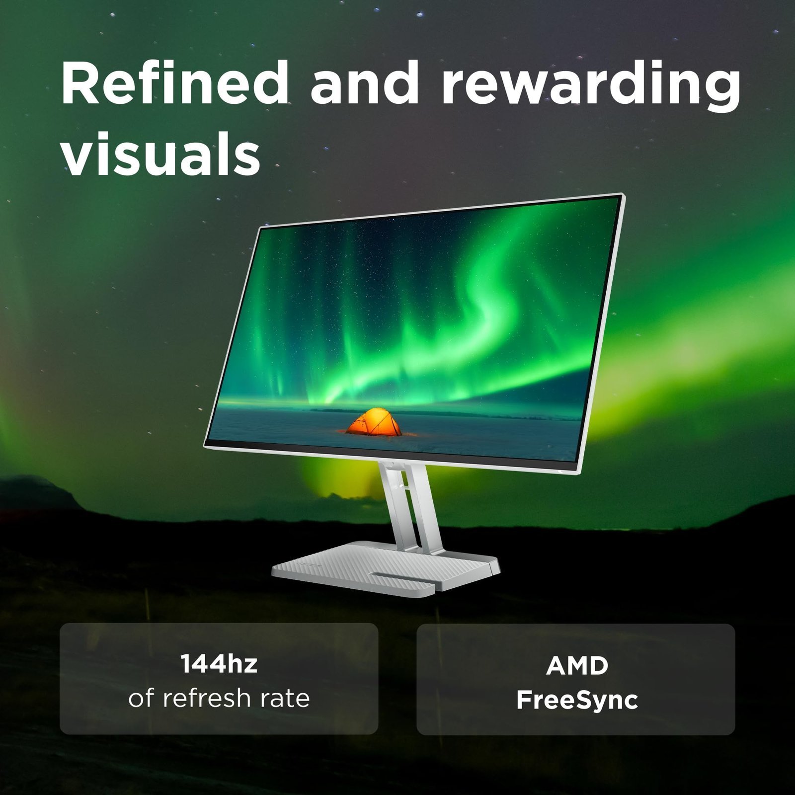 Lenovo L24-4C| 24 Inch (60.96cm) Ultraslim PC Monitor, IPS, FHD 1920x1080, 144Hz, 99% sRGB, 1ms, 2x3W Speakers, HDMI, Display Port, Audio Out Port, AMD FreeSync,Eyesafe, Bezel-Less, VESA Mount, Grey - Image 3