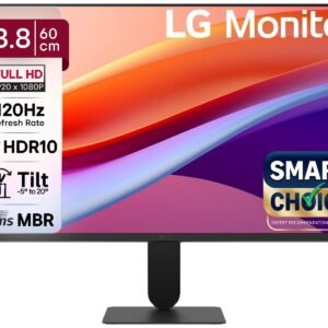 LG24U411A-BN Smartchoice 60 cm (24-inch) Full HD (1920 x 1080) IPS Monitor, 3-Side Virtually Borderless, 1ms MBR, 120Hz, sRGB 99%(Typ.), HDR10, Reader Mode, Flicker Safe, VGA, HDMI, Slim Stand, Black