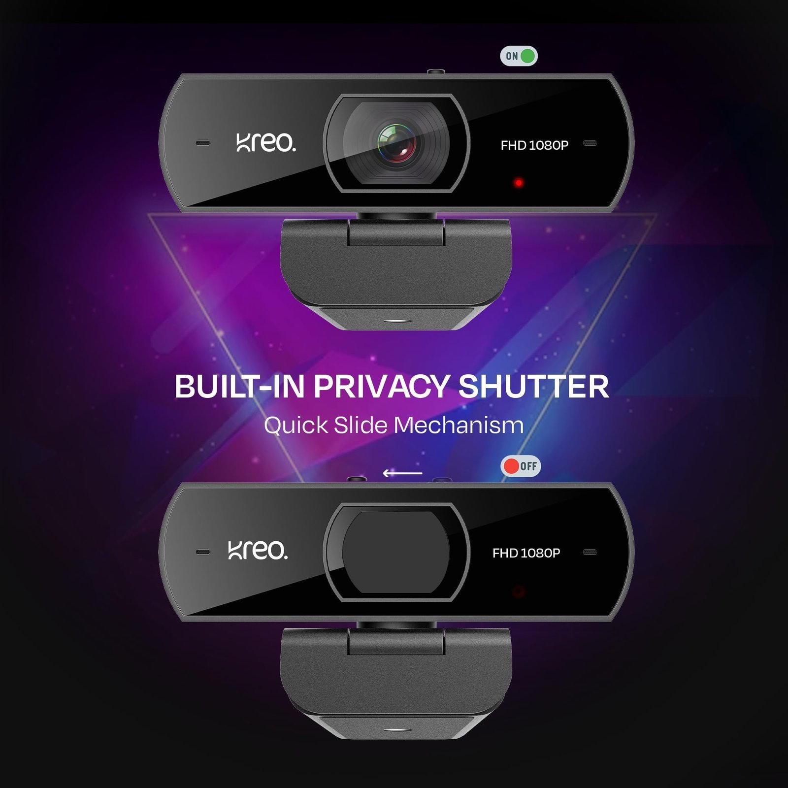 Kreo Owl Full HD 1080P 60 FPS Webcam with Auto-Focus and Built-in Dual Digital Mic, Plug and Play Setup for Video Call, Streaming, YouTube and More, Built-in Privacy Shutter with 360 Rotation (Black) - Image 6