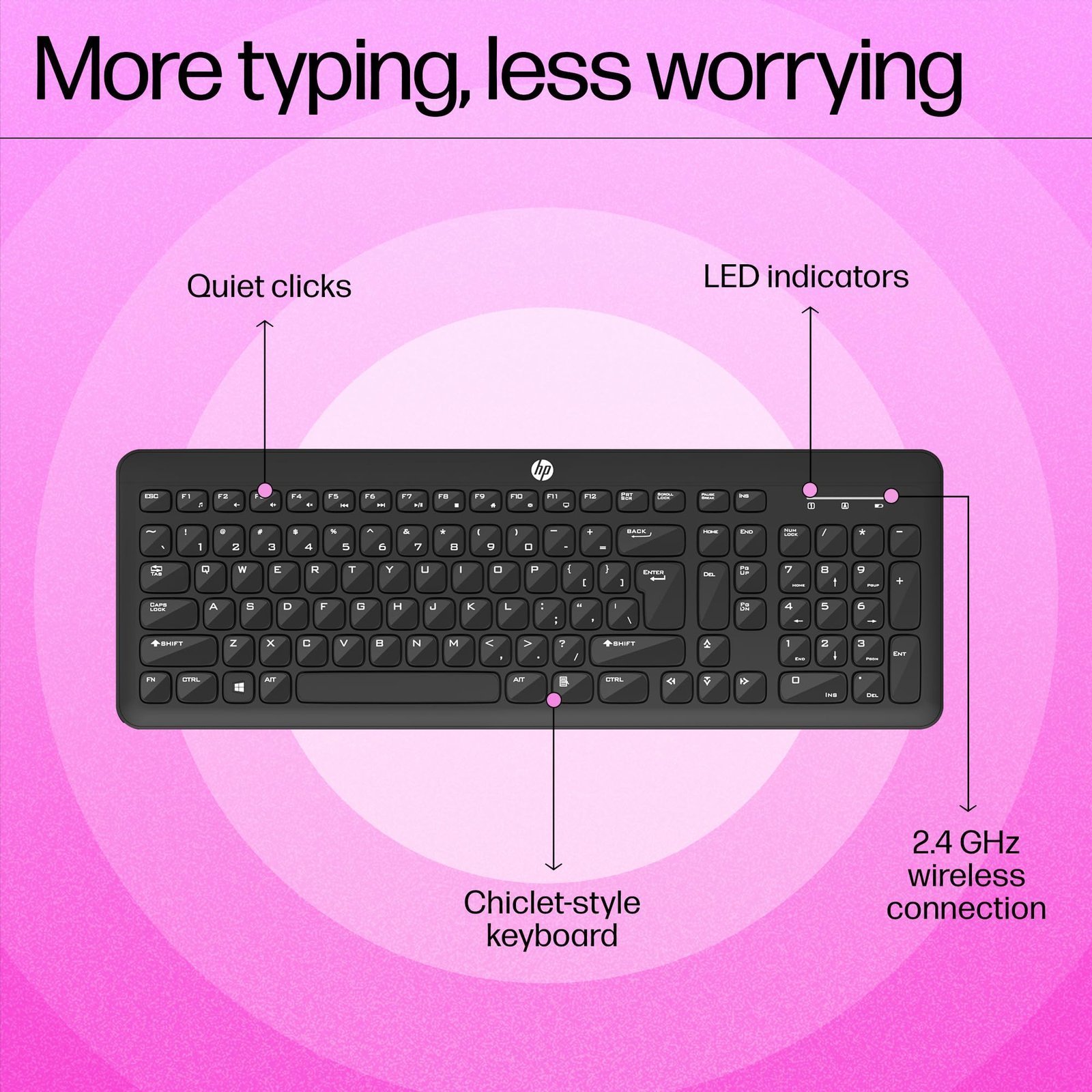HP K260 Wireless Keyboard/Quick/Comfy/Accurate/Plug and Play/LED Indicators - Image 8
