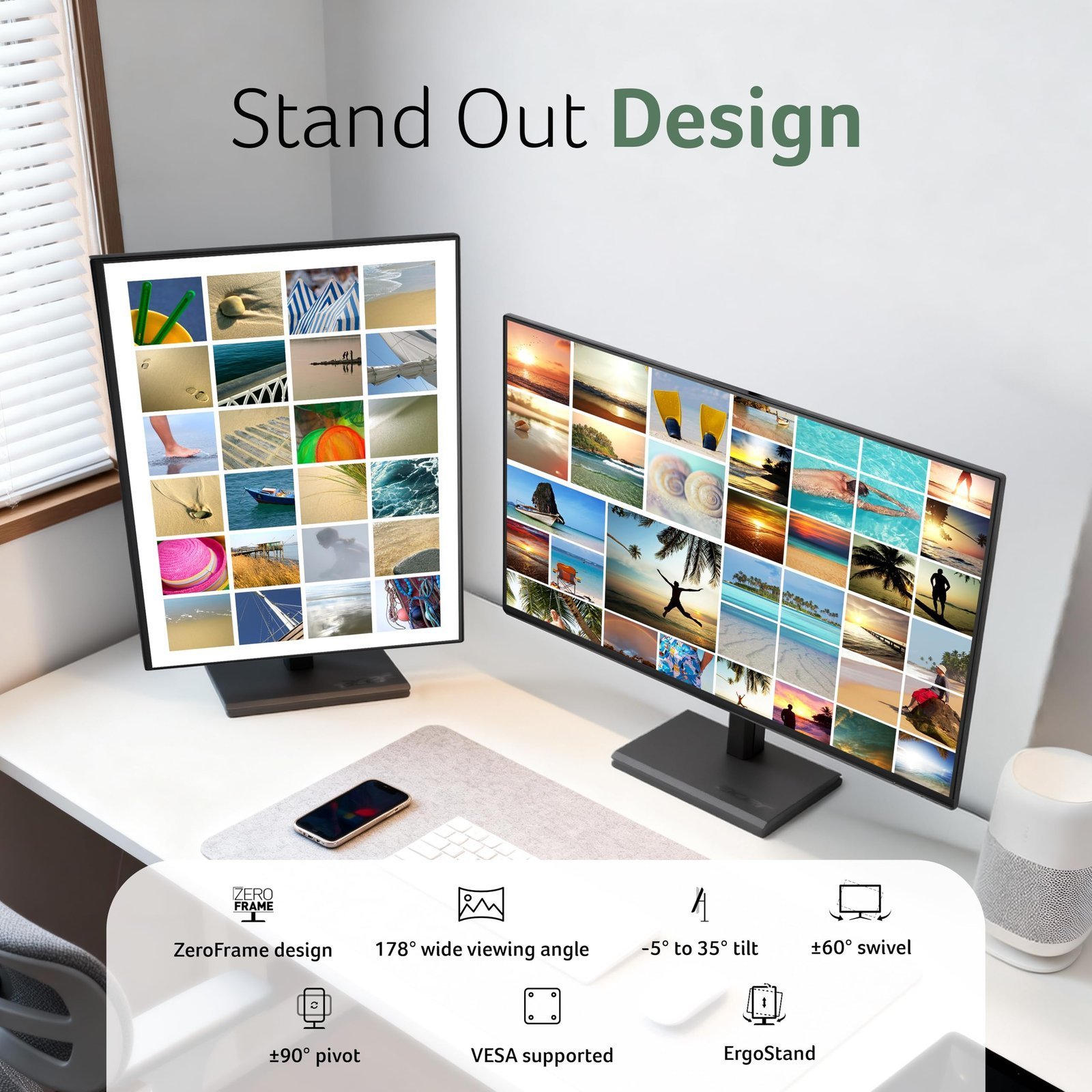 Acer Vero B277 G 27 Inch IPS FHD Monitor | 120Hz AdaptiveSync | ErgoStand Tilt/Swivel/Pivot/Height Adjust | TUV Low Blue Light | VisionCare 2.0 | HDMI + DP Ports | TCO/EPEAT Gold | 85% PCR Eco Design - Image 2