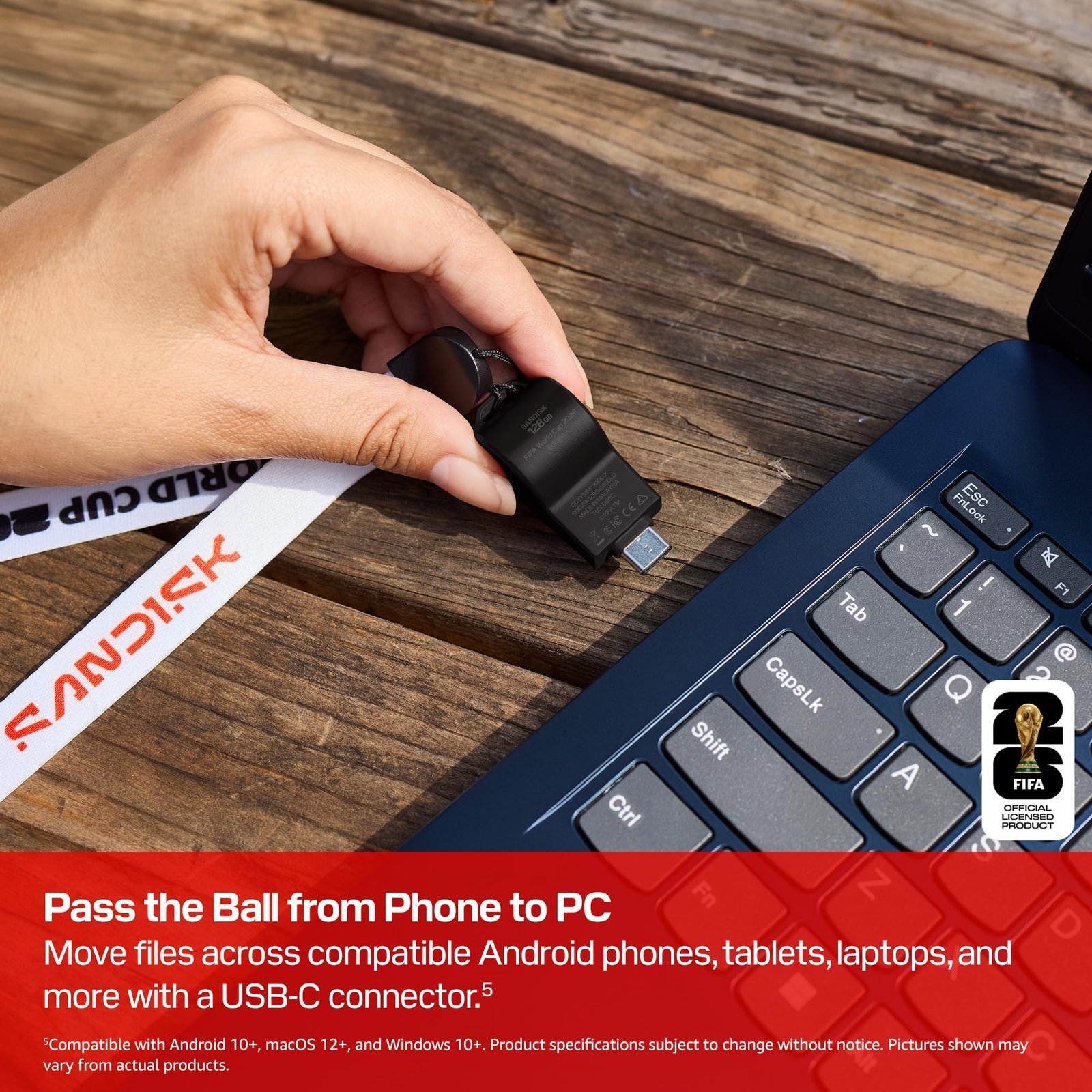SANDISK USB Type-C Flash Drive 128GB, FIFA World Cup 2026 Edition, Up to 300MB/s, Collectible Whistle Design Pendrive for Smartphone & Laptop - Image 6