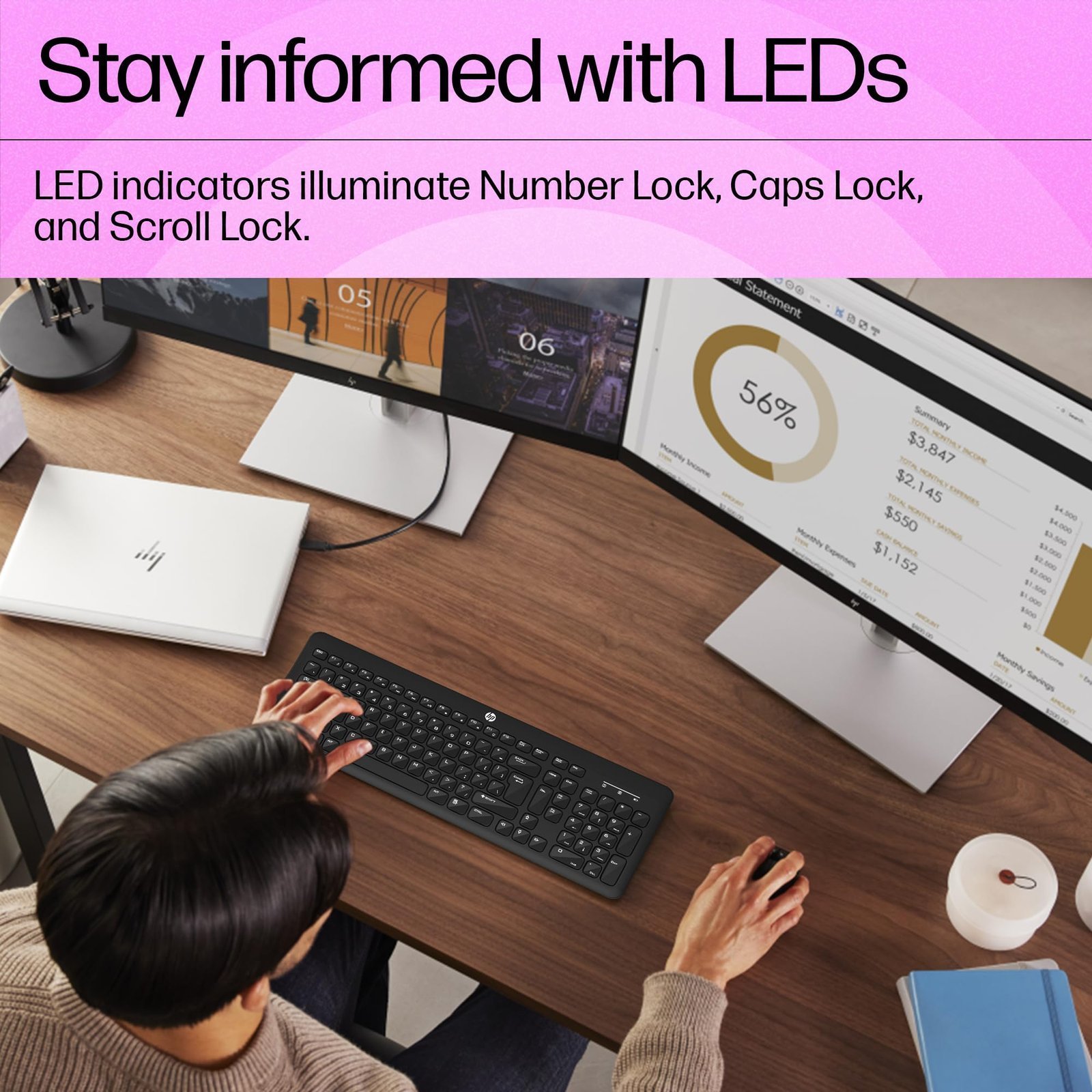 HP K260 Wireless Keyboard/Quick/Comfy/Accurate/Plug and Play/LED Indicators - Image 7
