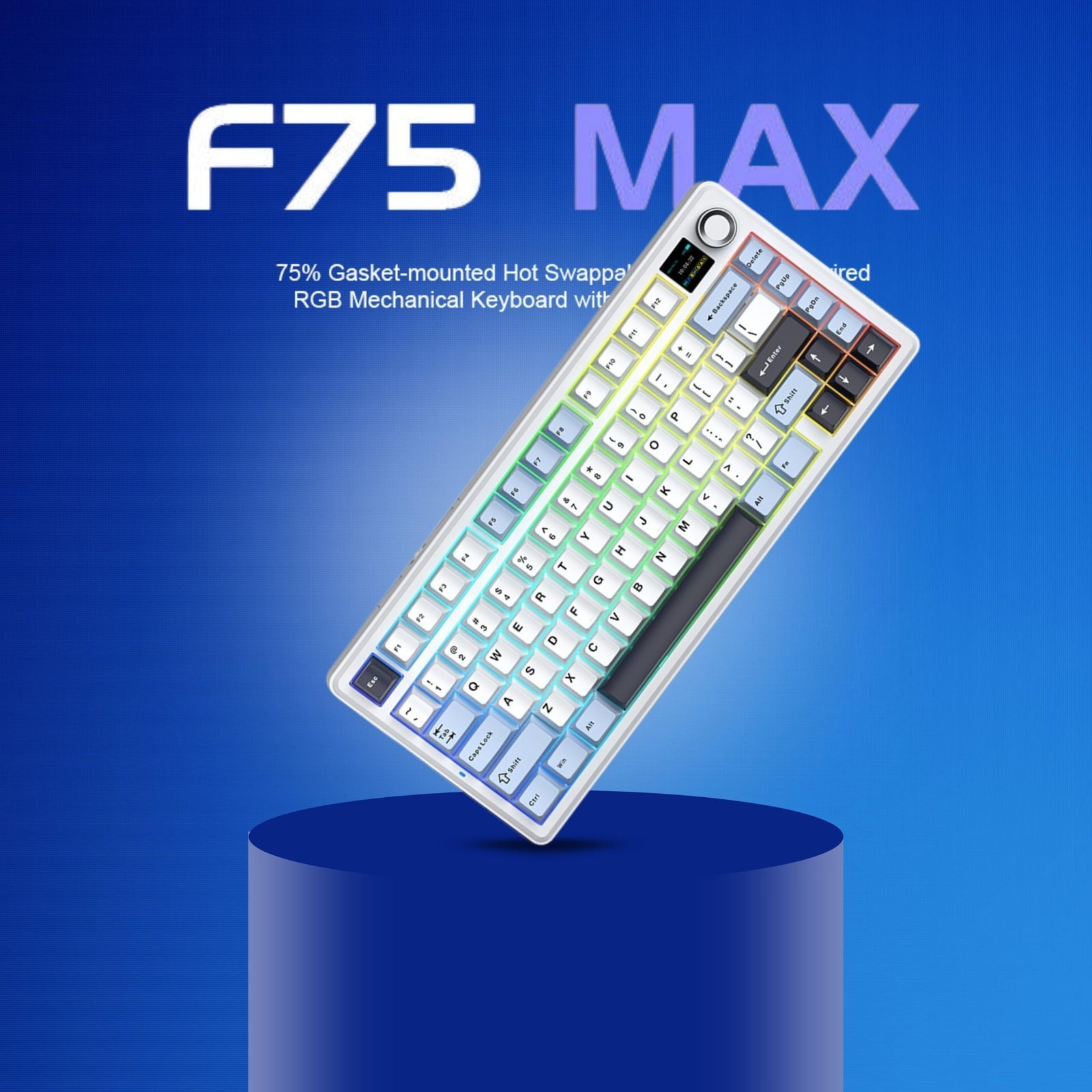 AULA F75Max 75% TKL Wireless Mechanical Keyboard | Hot Swappable | Pre-lubed Linear Switches | RGB Backlit | 2.4GHz/Type-C/Bluetooth Gaming Keyboard (F75Max Ice Blue, Reaper Switch) - Image 3