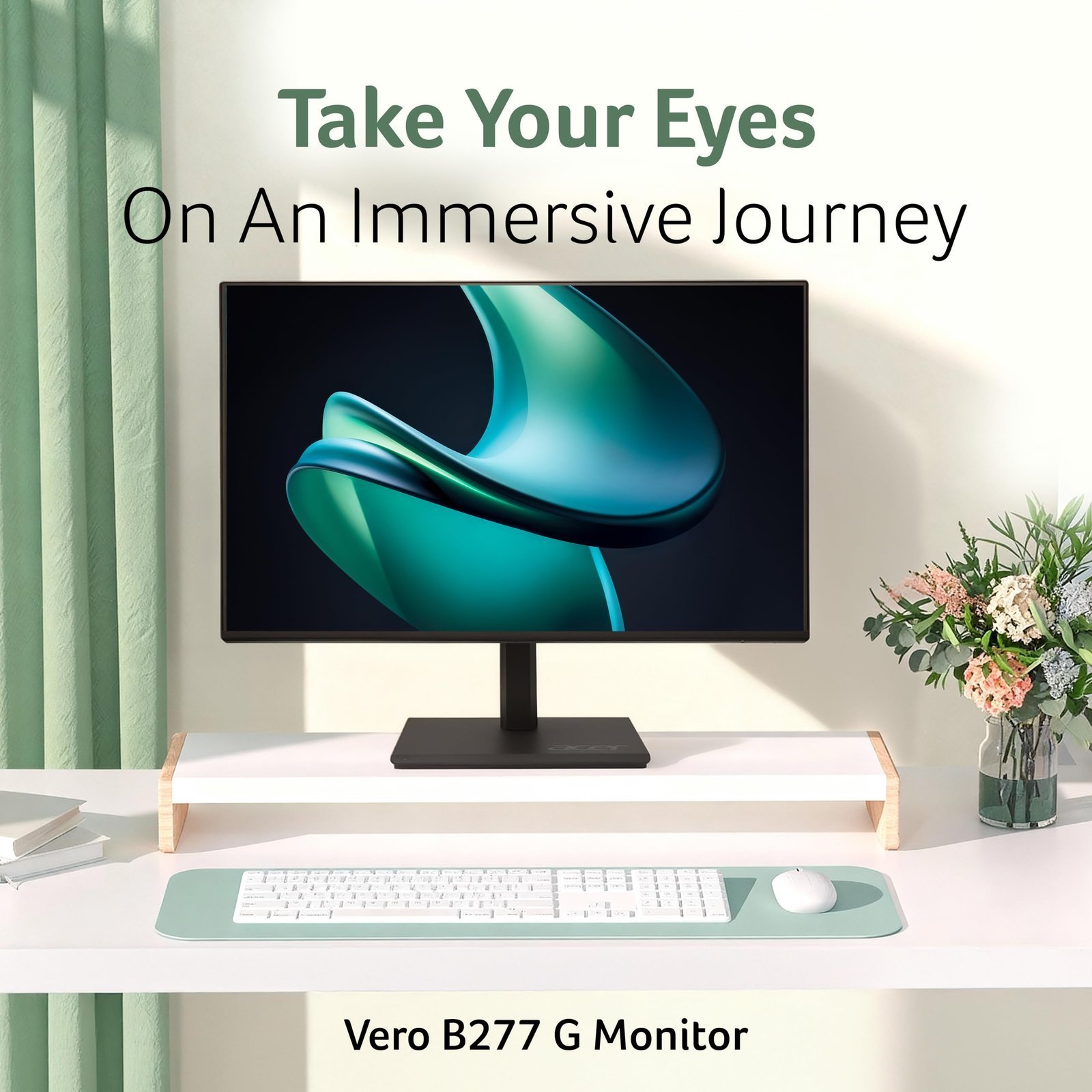 Acer Vero B277 G 27 Inch IPS FHD Monitor | 120Hz AdaptiveSync | ErgoStand Tilt/Swivel/Pivot/Height Adjust | TUV Low Blue Light | VisionCare 2.0 | HDMI + DP Ports | TCO/EPEAT Gold | 85% PCR Eco Design - Image 4